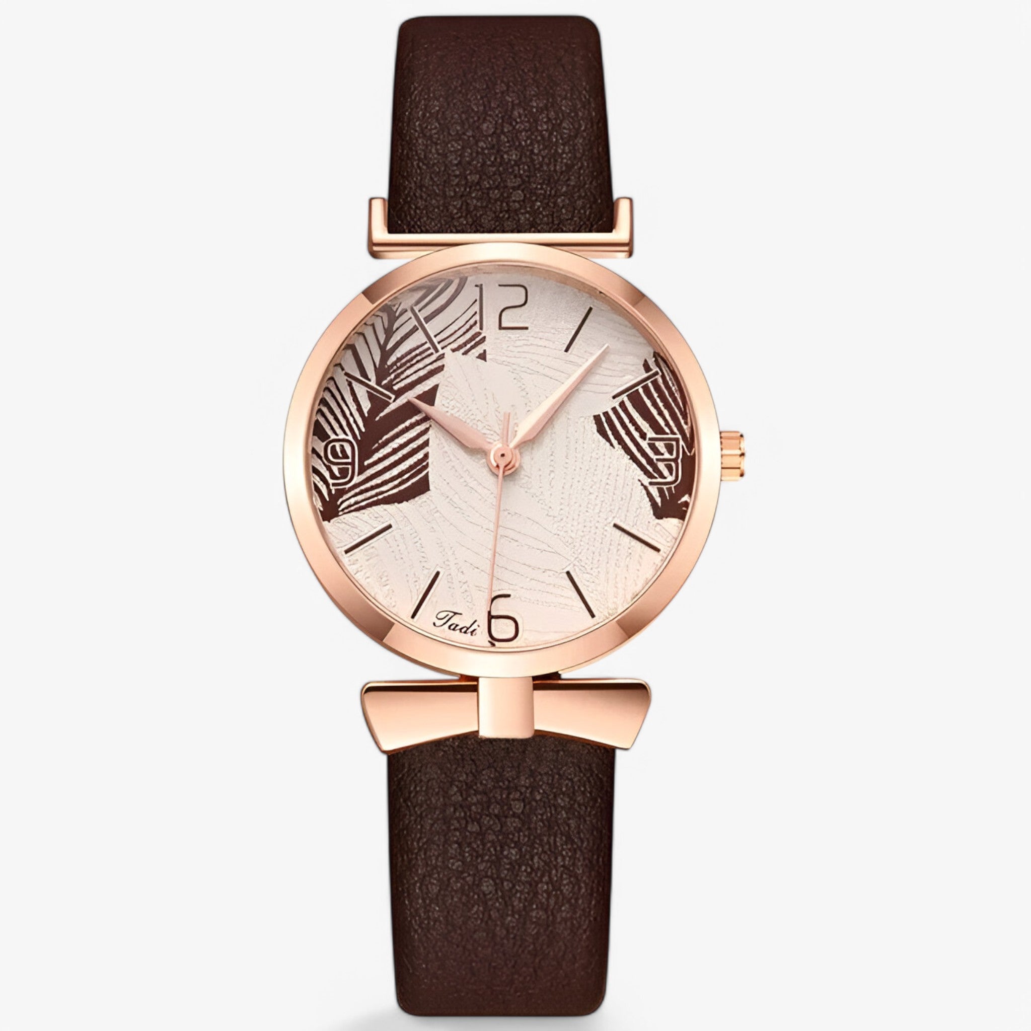 Orologio Digitale Donna al Quarzo Elegante con Motivo Foglia - Caffè - alla cinturino digitale donna female watch foglia moda motivo orologio watch for women - Concept Palermo