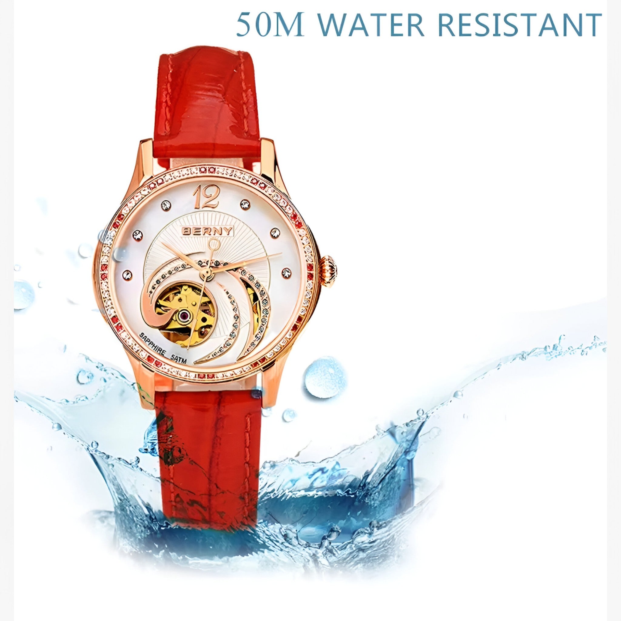 Orologio automatico scheletrato in pelle - - automatico female watch orologio orologio automatico pelle scheletrato watch for women watches - Concept Palermo
