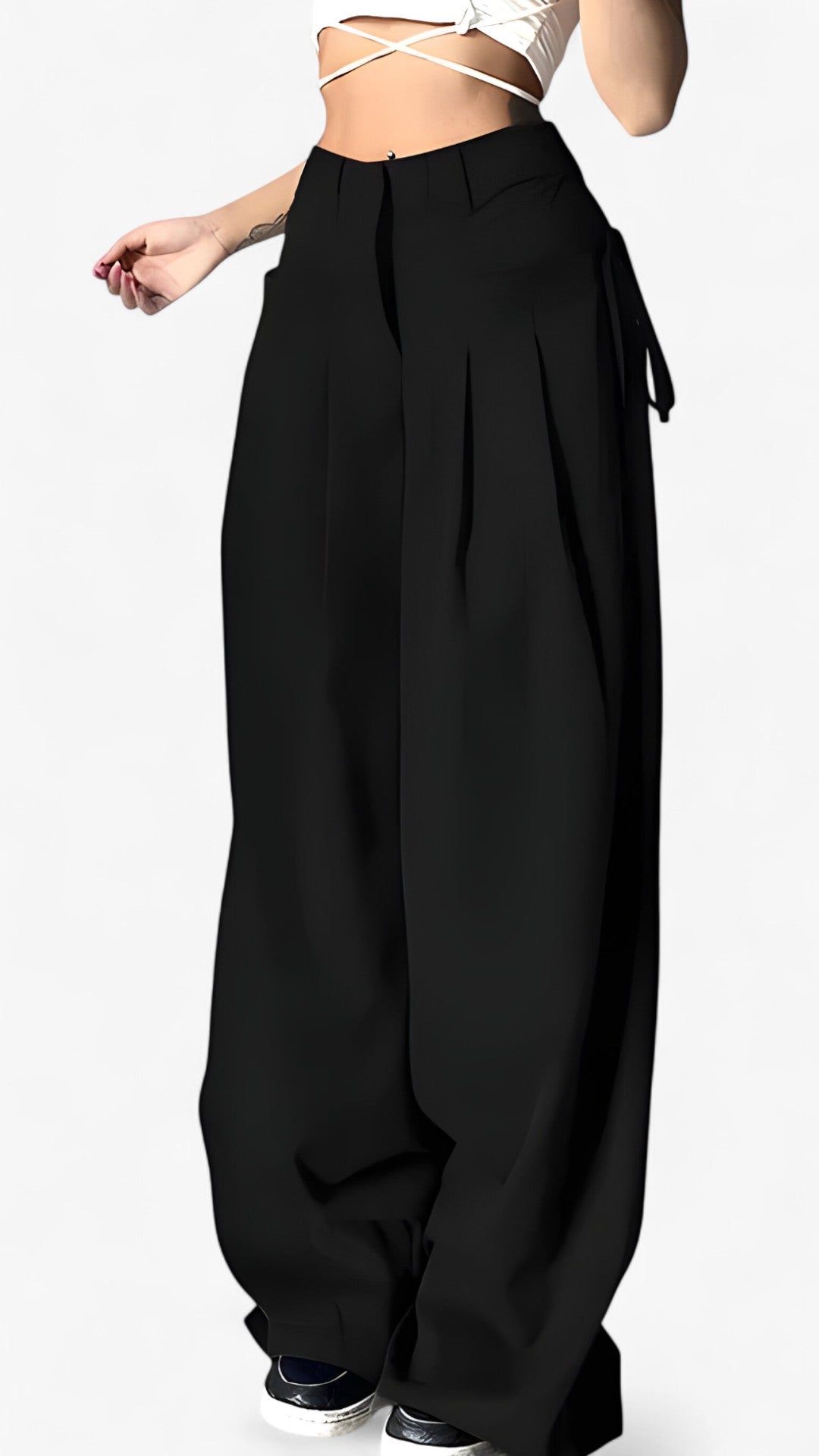 Pantaloni a gamba larga - Vita alta & Stile retrò per ufficio - Nero - alta gamba larga pantaloni pantaloni gamba pants pants for women Pants women retr stile trouser trouser for women women pants - Concept Palermo