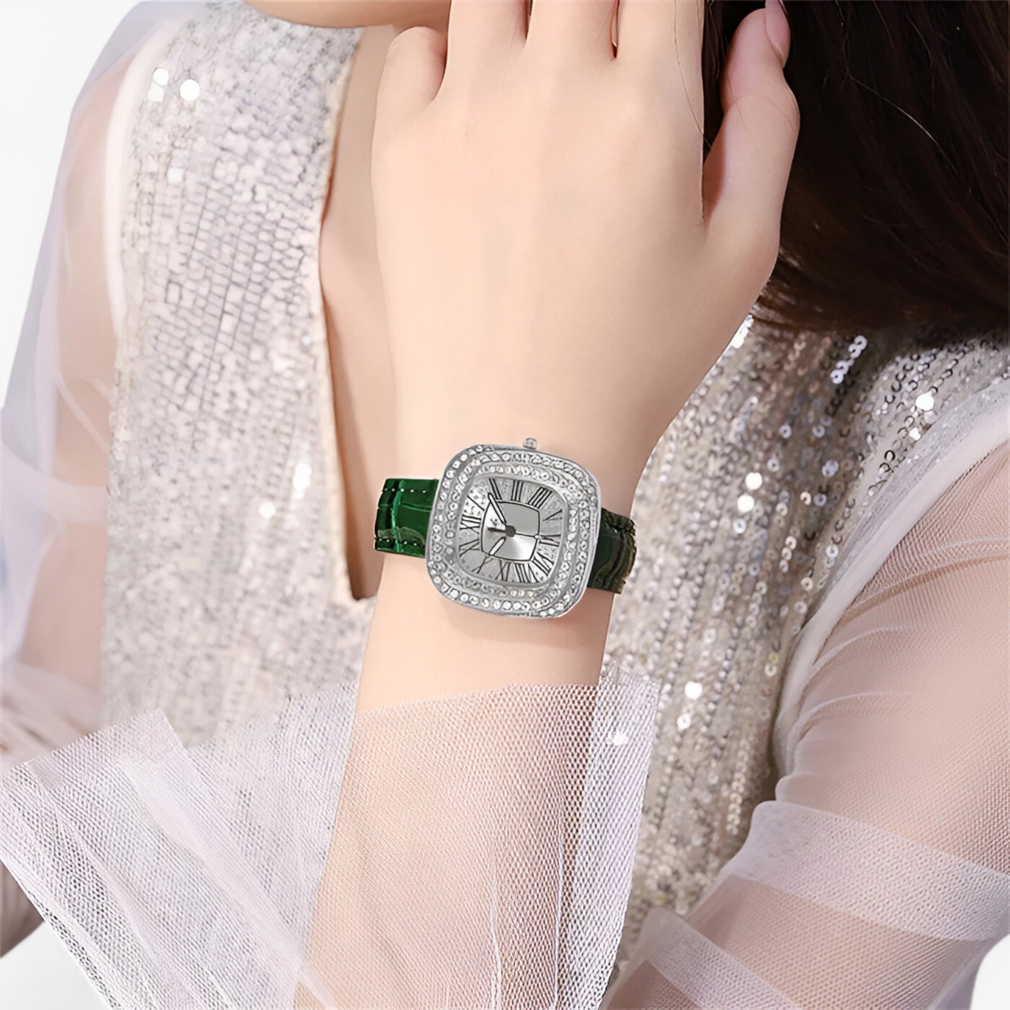 Orologio da Donna in Pelle Verde con Diamanti - - diamanti donna female watch orologio orologio donna pelle watch for women watches - Concept Palermo