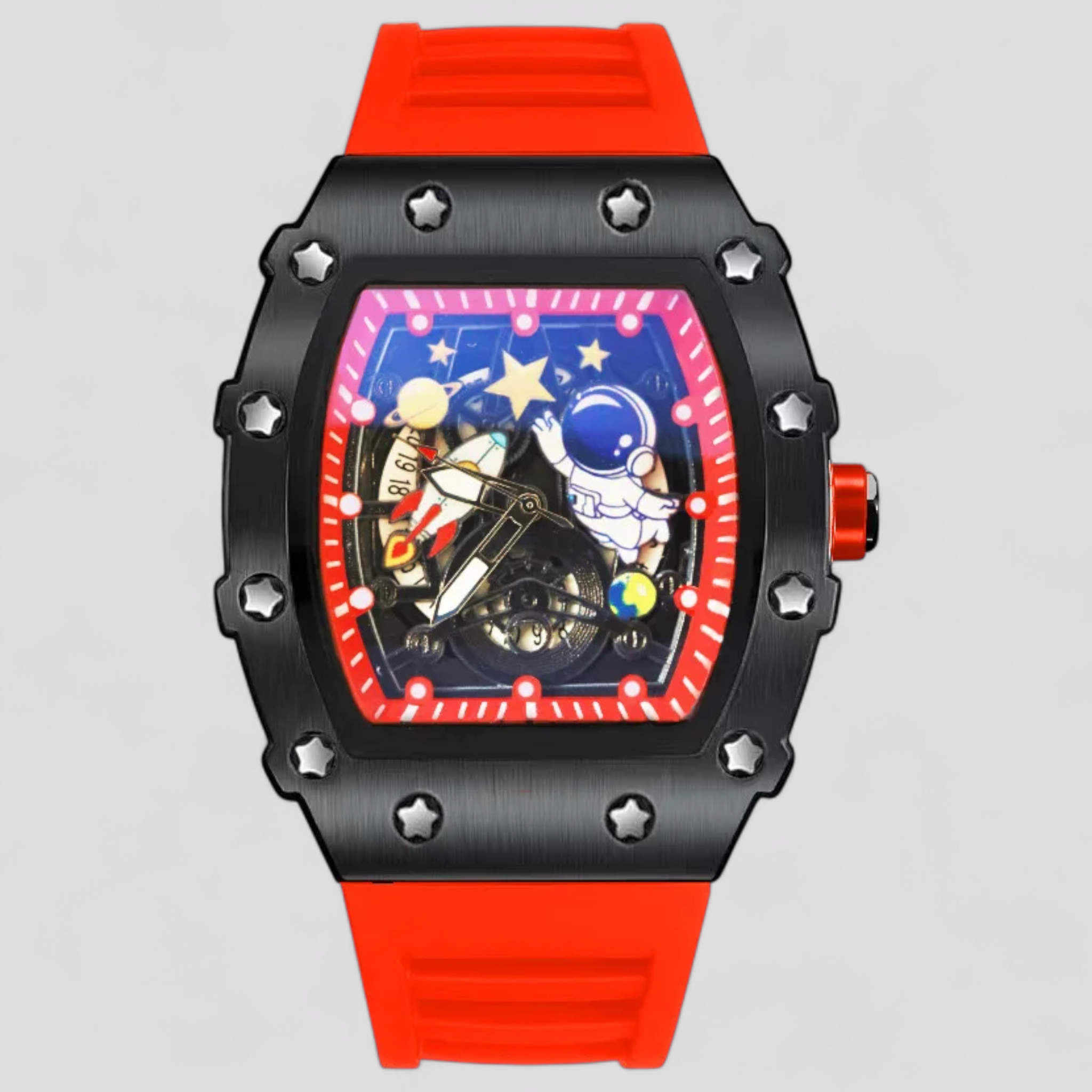 Orologio Meccanico Uomo Estivo Personalizzabile, Cassa Acciaio, Cinturino in Tessuto - Rosso - estivo meccanico orologio orologio meccanico personalizzato uomo watch for men watch for women watches WATCHES FOR MEN - Concept Palermo