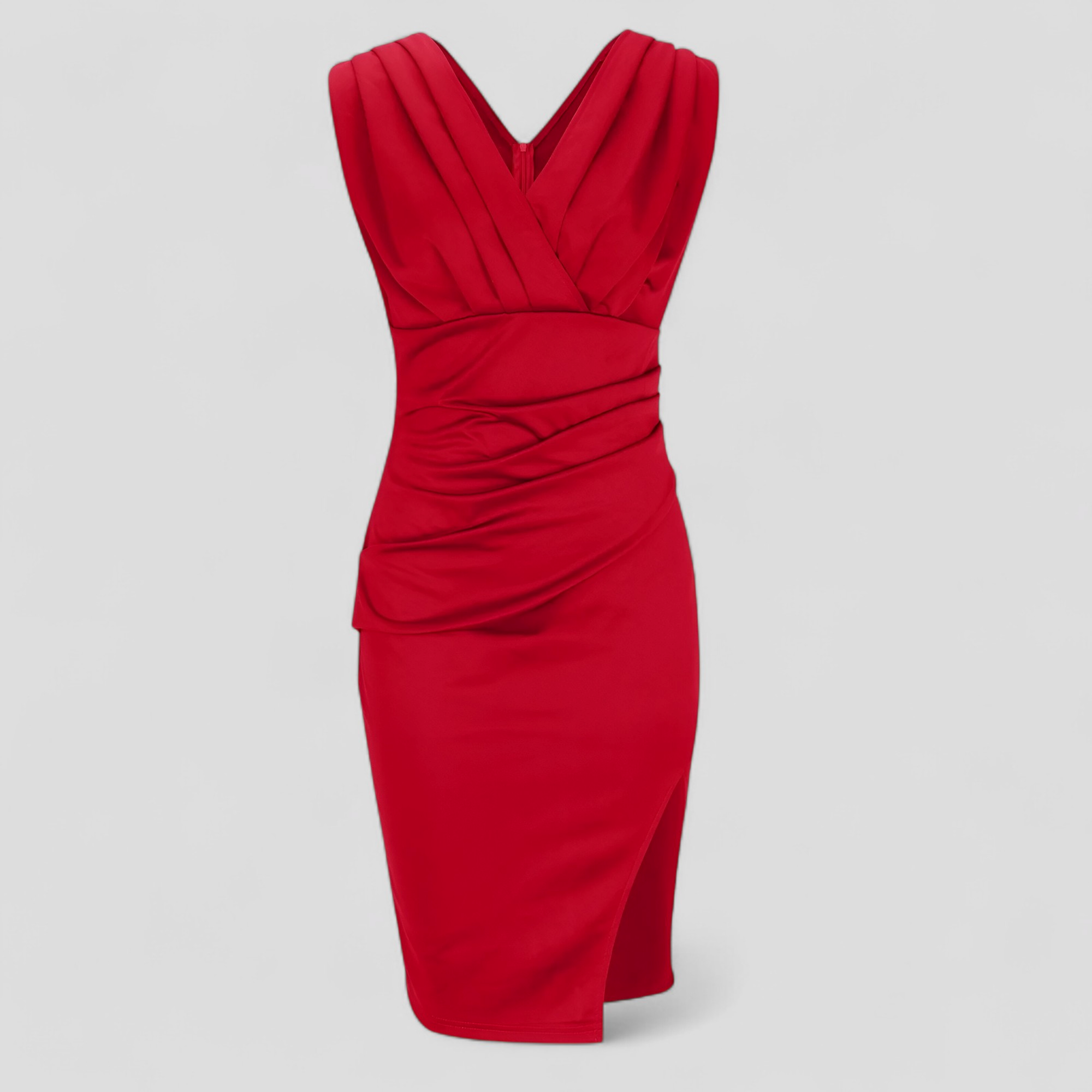 Abito da Cerimonia Donna Elegante con Scollo a V, Vestito Lungo da Sera Formale - Rosso - abbigliamento chic abiti da gala abito abito affusolato abito elegante abito in tessuto morbido abito per occasioni speciali cerimonia donna dresses hals moda donna elegante vestito con V-hals vestito sensualità ed eleganza vestito versatile - Concept Palermo