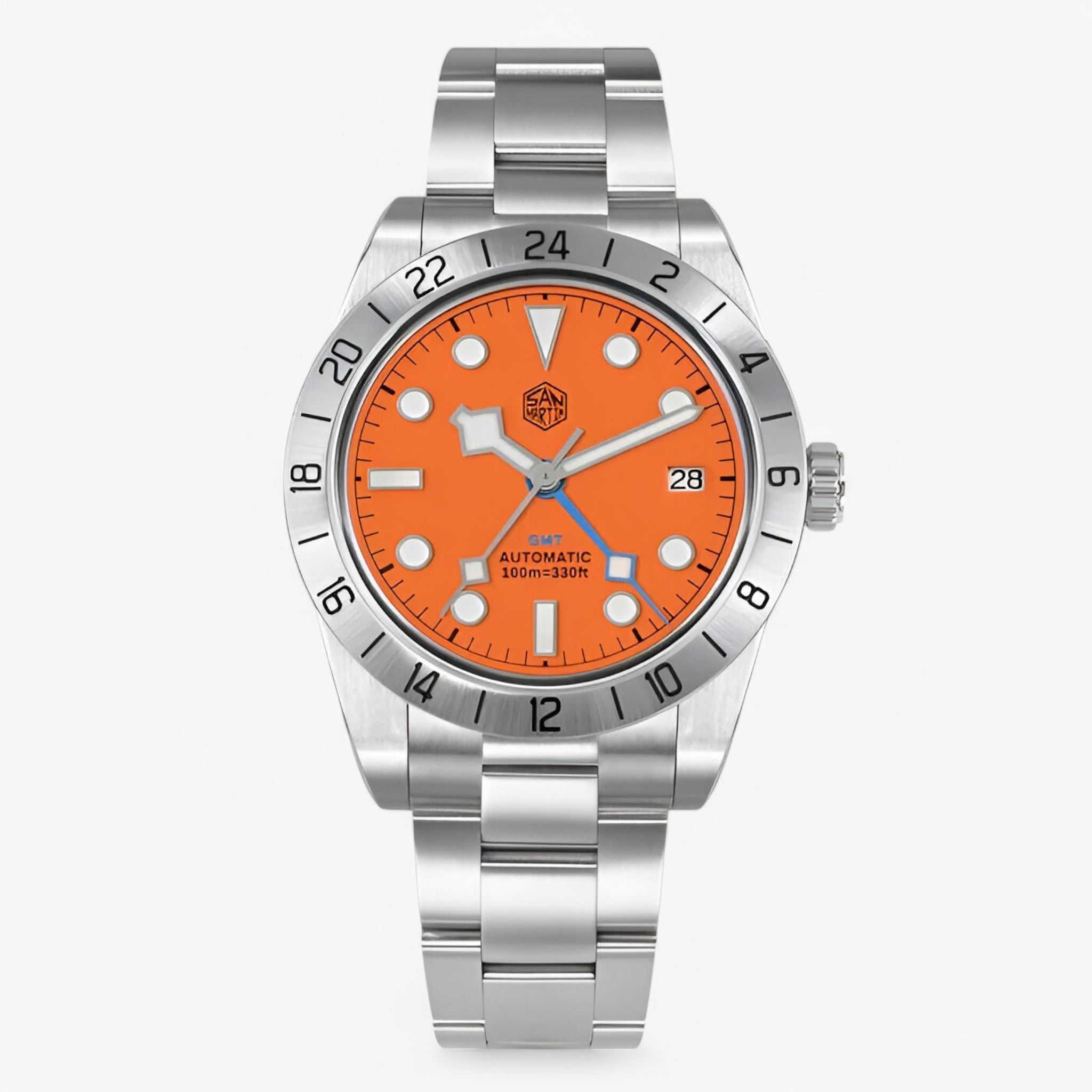 Orologio Automatico GMT Uomo in Acciaio Inox, Sportivo ed Elegante - Orange - accessoires acciaio auto automatico horloges orologio orologio sportivo sport sportivo uomo watches - Concept Palermo