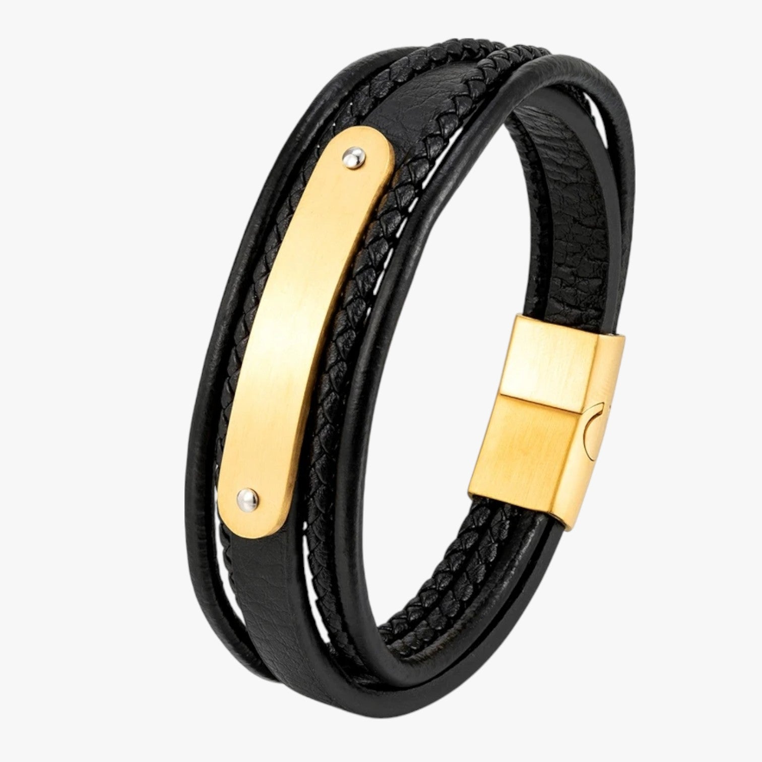 MKENDN Bracciale Personalizzato in Pelle con Nome o Lettera Acciaio - - acciaio bracciale BRACELET bracelet for men BRACELETS jewelry lettera mens bracelet mkendn mkendn bracciale nome pelle - Concept Palermo