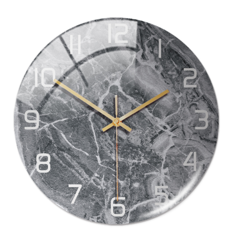 Orologio da Parete Silenzioso Ø30cm, Effetto Marmo Bianco Lusso Moderno per Soggiorno/Ufficio - Grigio - clocks marmo orologio orologio marmo tempo wall clocks - Concept Palermo