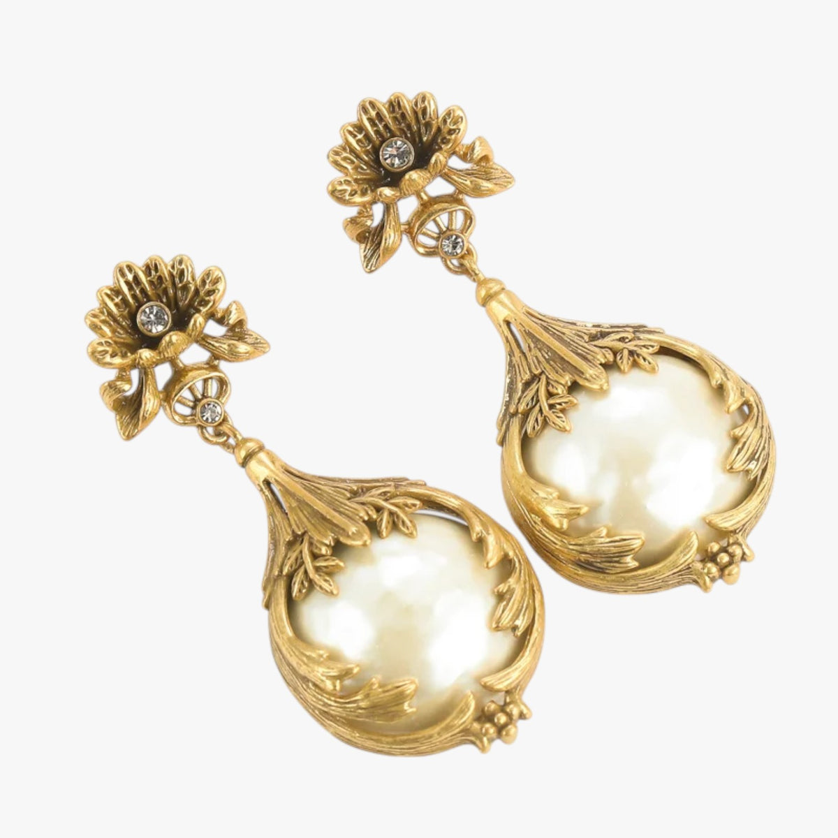 Orecchini Pendenti Vintage con Perle Eleganza Floreale in Oro Antico Donna - - antico donna EARRINGS Earrings for Women Girls eleganza floreale jewelry Linen New Fashion Earrings orecchini orecchini pendenti pendenti Vintage Women womens earring - Concept Palermo