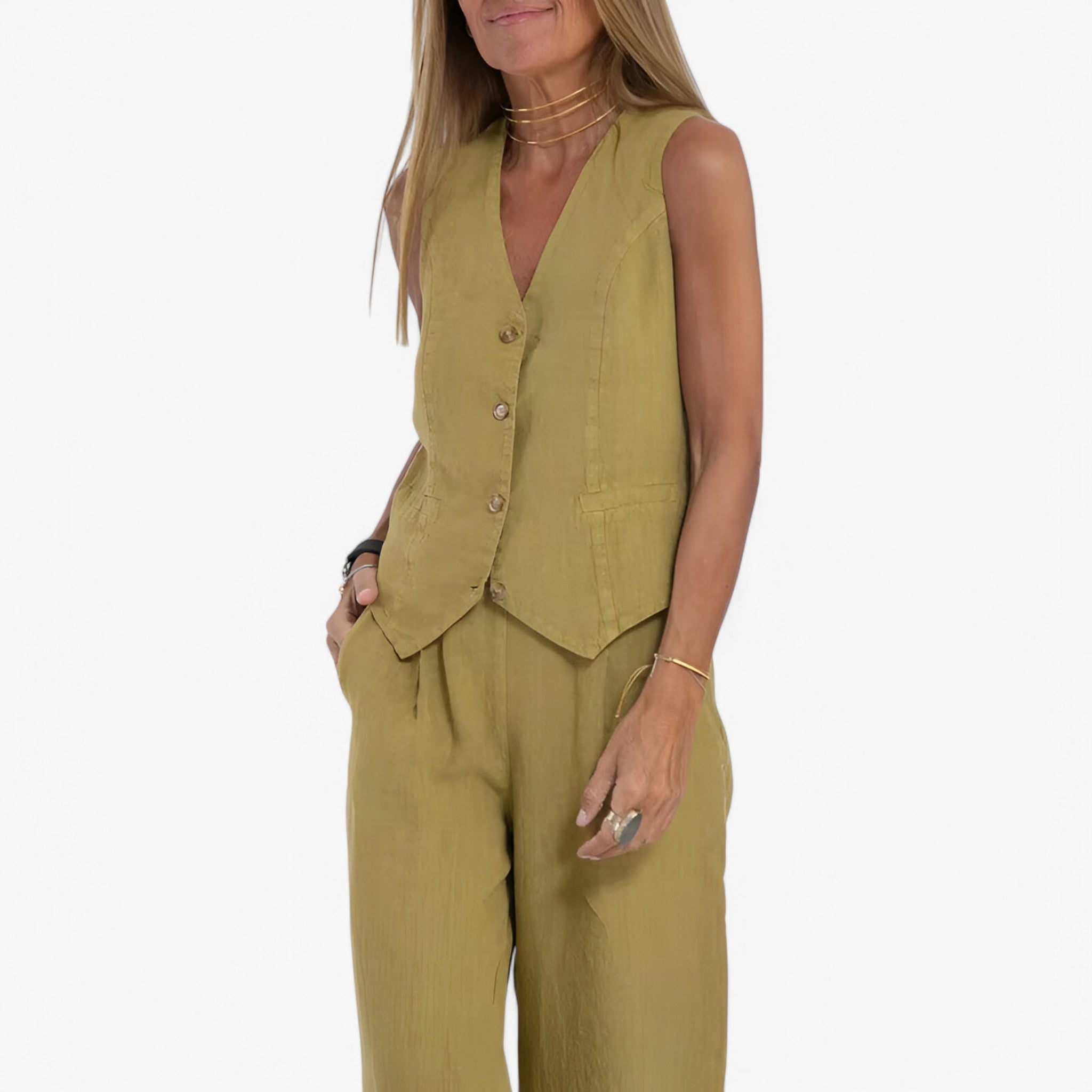 Gilet senza maniche (con pantaloni coordinati gratuiti) - - coordinati gilet gilet maniche gratuiti maniche outfit sets pantaloni - Concept Palermo
