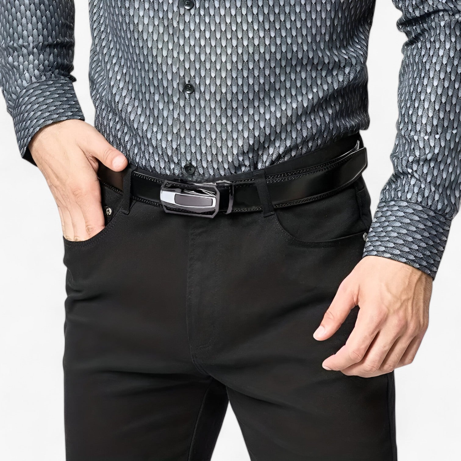 Cintura Uomo in Vera Pelle Nera, Elegante e Resistente, per Abiti e Casual - - Belts cintura cintura vera durata mens accessory Mens belt pelle stile uomo vera - Concept Palermo