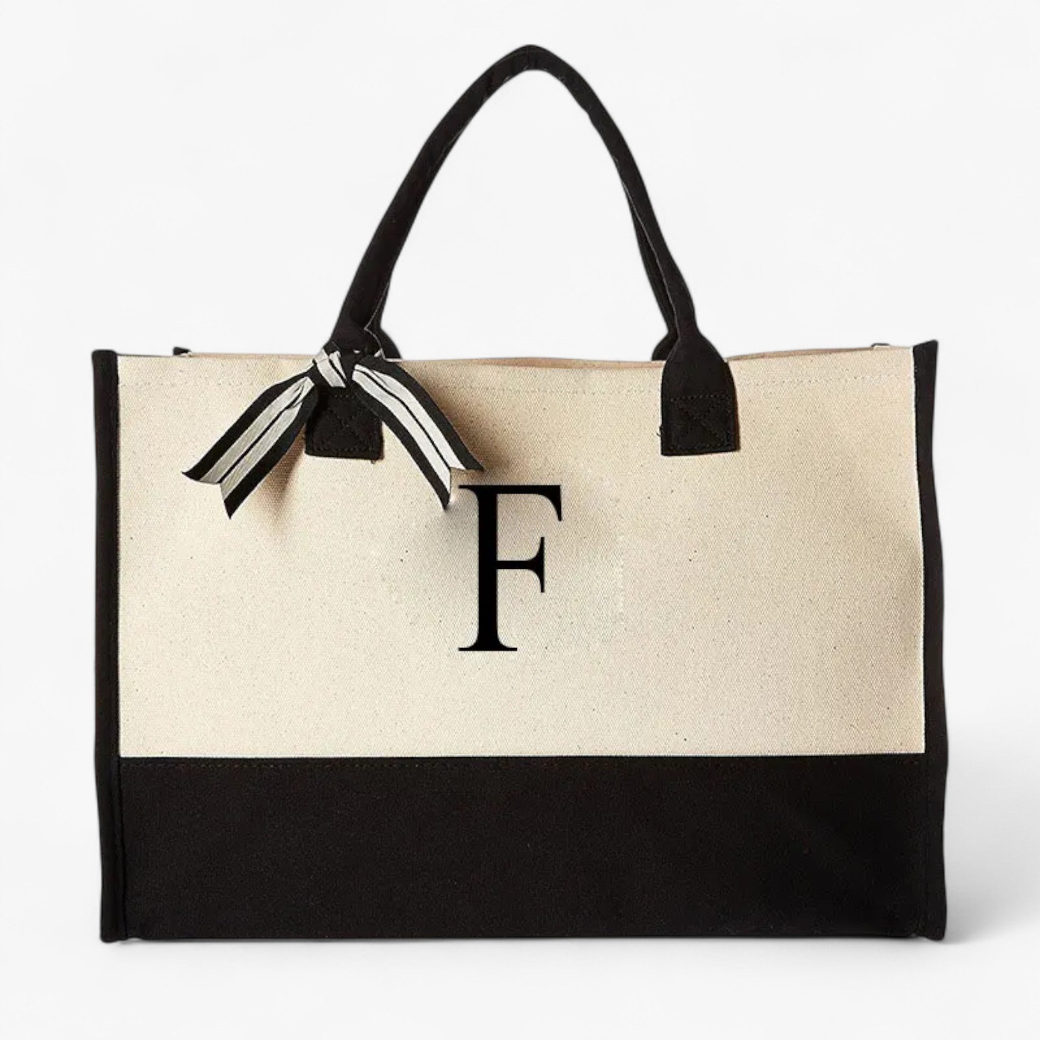 Borsa Tote Donna Grande in Tela Personalizzata con Iniziali - Elegante e Resistente - F - Bags borsa borsa tote donna handbags personalizzata tote tote bags Women's handbags - Concept Palermo
