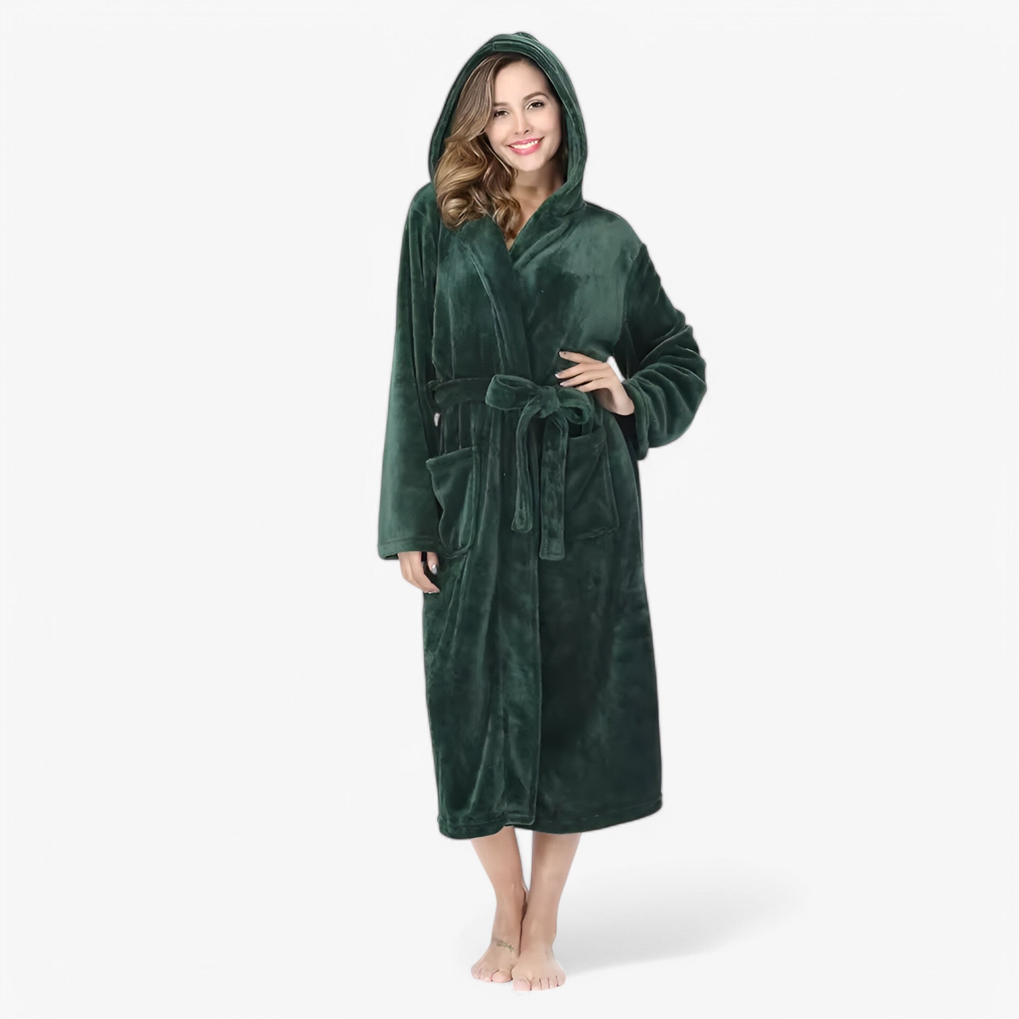 Accappatoio in Fleece Morbido e Caldo Donna - Verde scuro - accappatoio accappatoio fleece amalie | accappatoio in fleece morbido e caldo - € caldo donna fleece - Concept Palermo