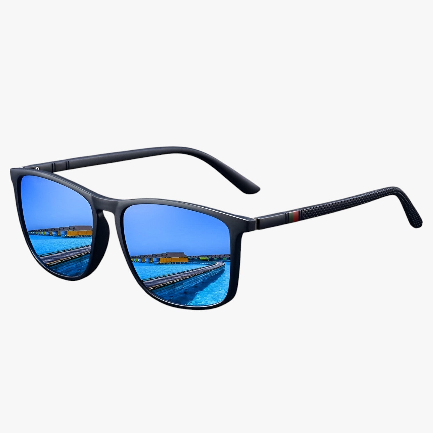 Occhiali da Sole Uomo Polarizzati Vintage Bianco/Nero, Protezione UV400 - Specchio Blu Ghiaccio - Fashion Sunglasses mens sunglasses occhiali occhiali polarizzati polarizzati strisce sunglasses uomo vintage - Concept Palermo