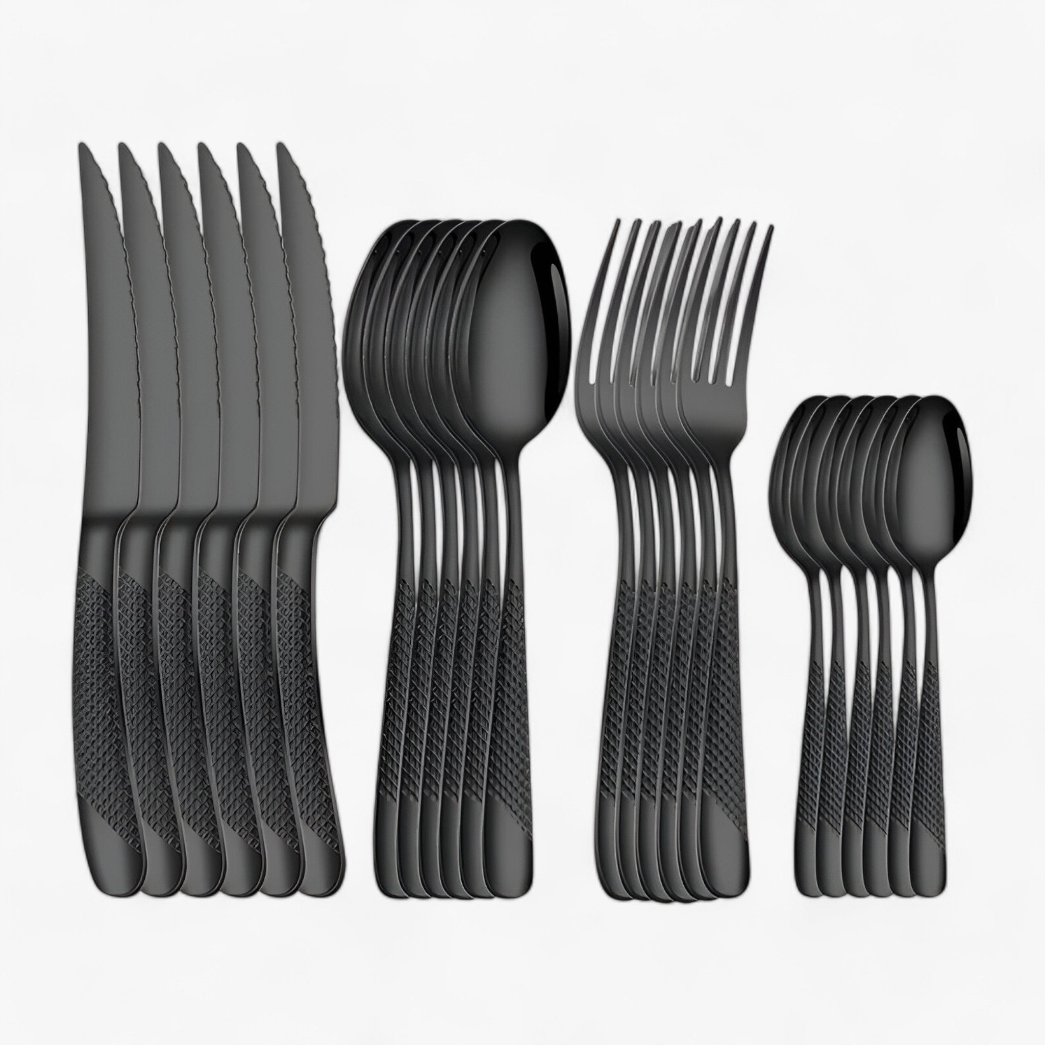 Set Posate Acciaio Inox da Uomo Elegante 24 Pezzi - Nero - acciaio home & garden huis & tuin inox posate posate acciaio uomo - Concept Palermo