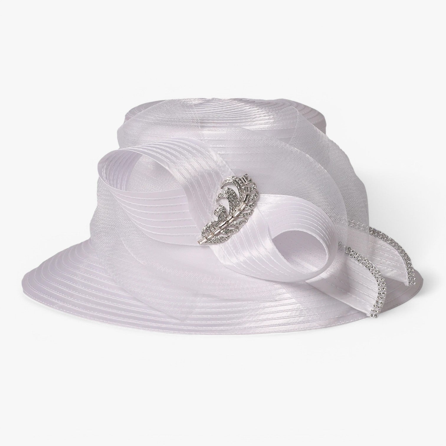 Cappello da festa nuziale di lusso – Satin con bordo largo - Bianco 56 fino a 58cm - bordo cappello cappello festa festa hat Hat for girls largo nuziale satin sun hat Sun Hats women hat women's hat - Concept Palermo
