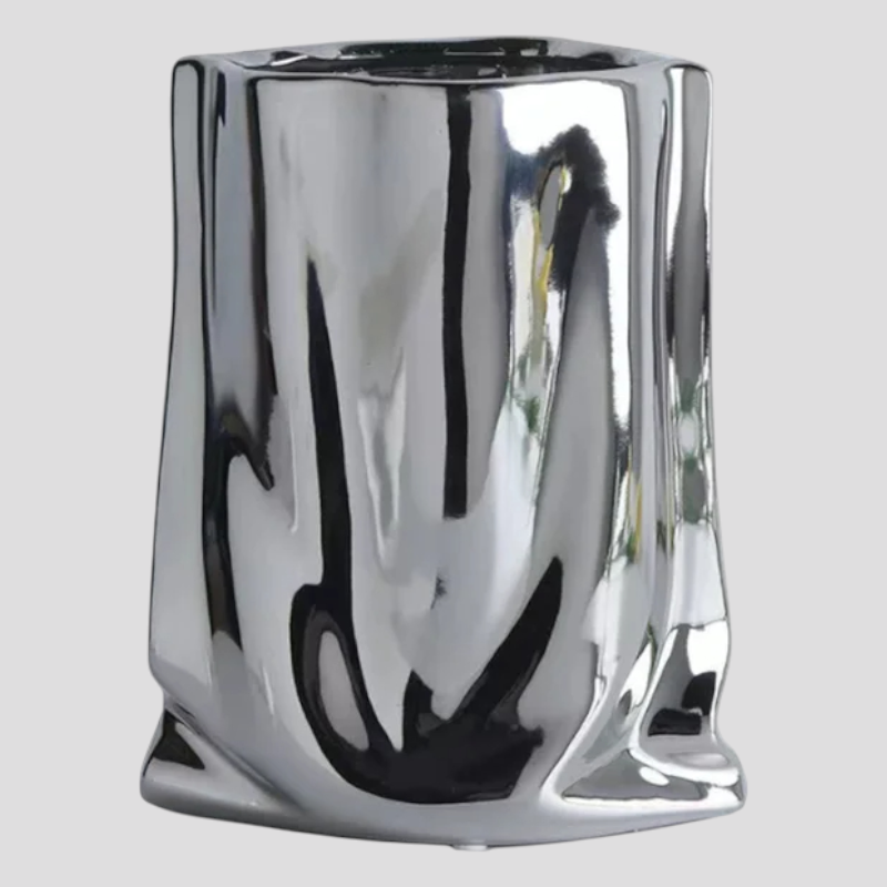 Vaso decorativo in ceramica argentata Accessorio Per la Casa - argento-L - accessoire de maison argentée arrangement floral cross-from-marche-lino-15813837750621 céramique décoratif décoration intérieure fleurs New-google style moderne vase vase argenté vase centre de table vase décoratif vase en céramique vases - Concept Palermo