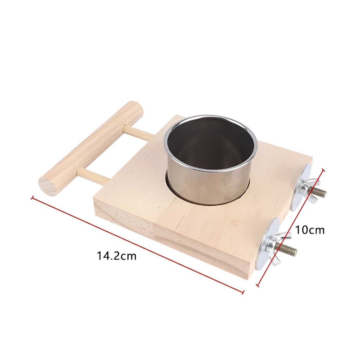 Ciotola in acciaio inox con asta per il posatoio – Robusta e igienica per ogni gabbia per uccelli Legno - 14,2x10cm - acciaio asta bird bird feeder birdproduct ciotola ciotola acciaio gabbia igienica inox legno - Concept Palermo