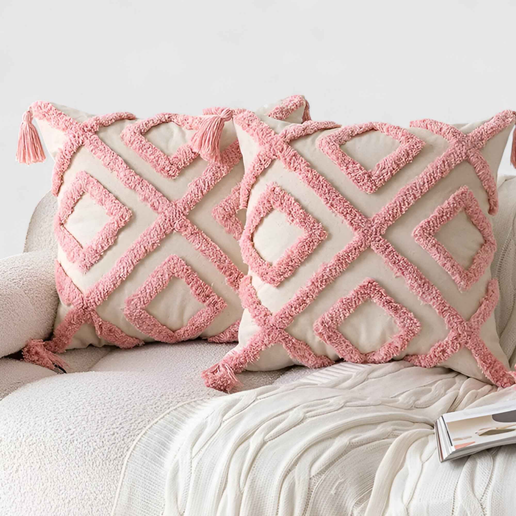 Cuscino Decorativo Rosa Velluto Capitonné