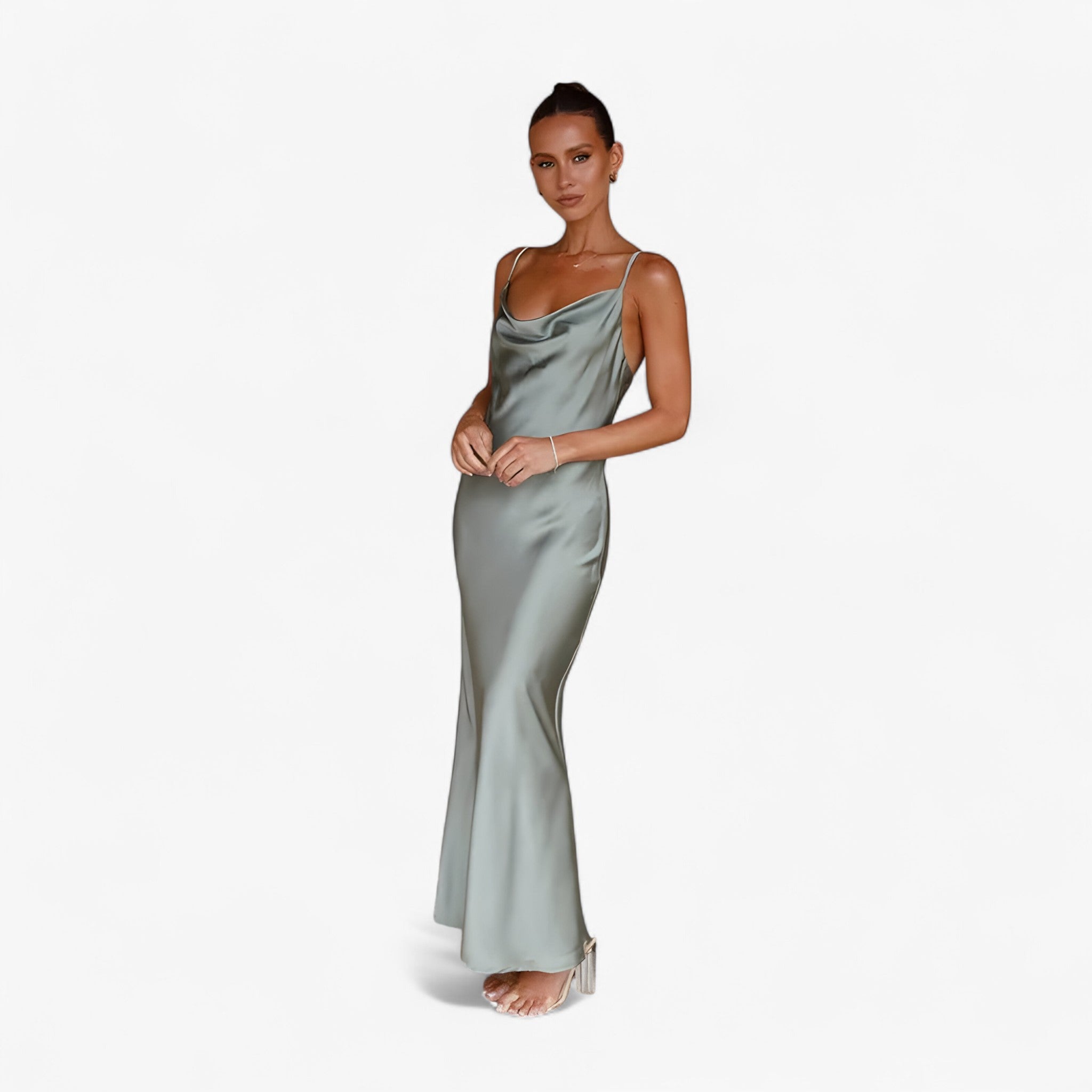 Abito Lungo da Uomo in Seta e Pelle, Elegante e Morbido - Verde chiaro - abito abito seta dianne | abito lungo in seta - €25 pelle seta uomo - Concept Palermo