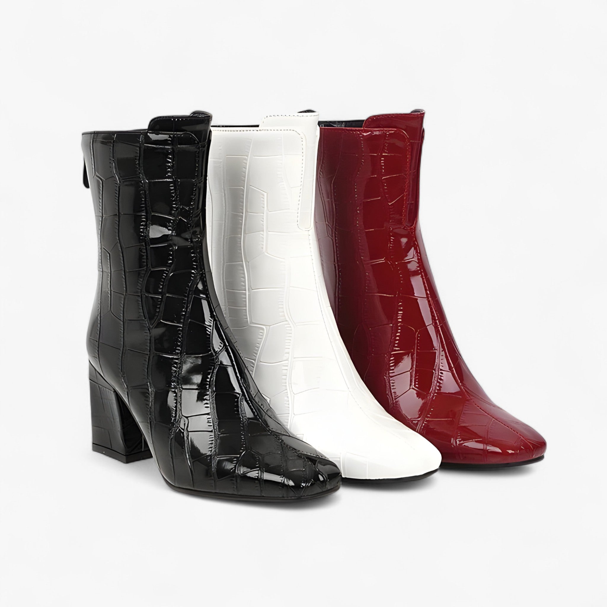 Stivaletti in pelle effetto coccodrillo lucido - - BOOTS Boots & Shoes coccodrillo effetto lucido pelle shoes stivaletti stivaletti pelle - Concept Palermo