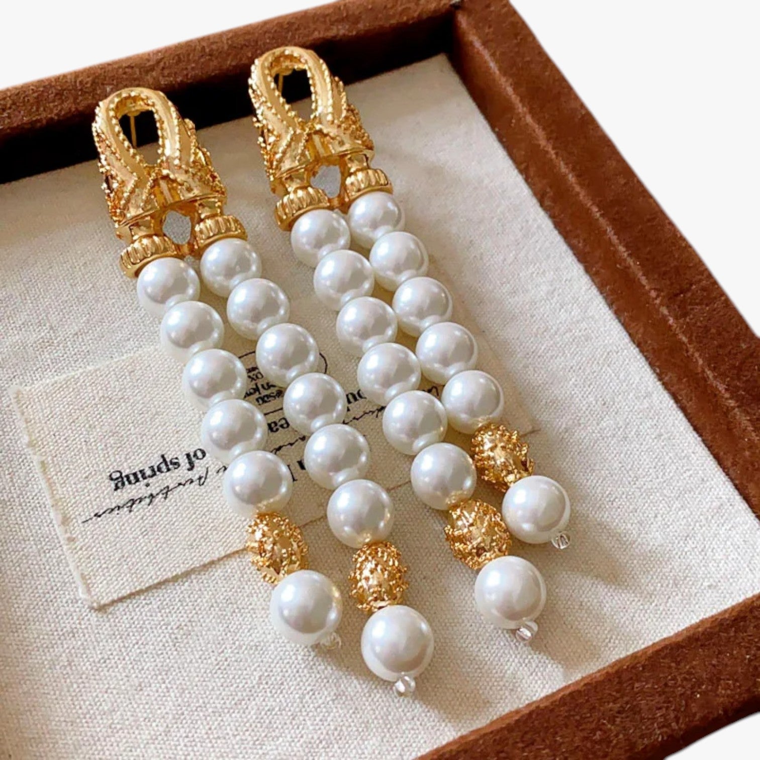 Orecchini a Strati con Perla & Nappa Eleganza Geometrica alla Francese Pelle - - alla bags EARRINGS Earrings for Women Girls eleganza francese geometrica nappa New Fashion Earrings orecchini orecchini strati womens earring - Concept Palermo
