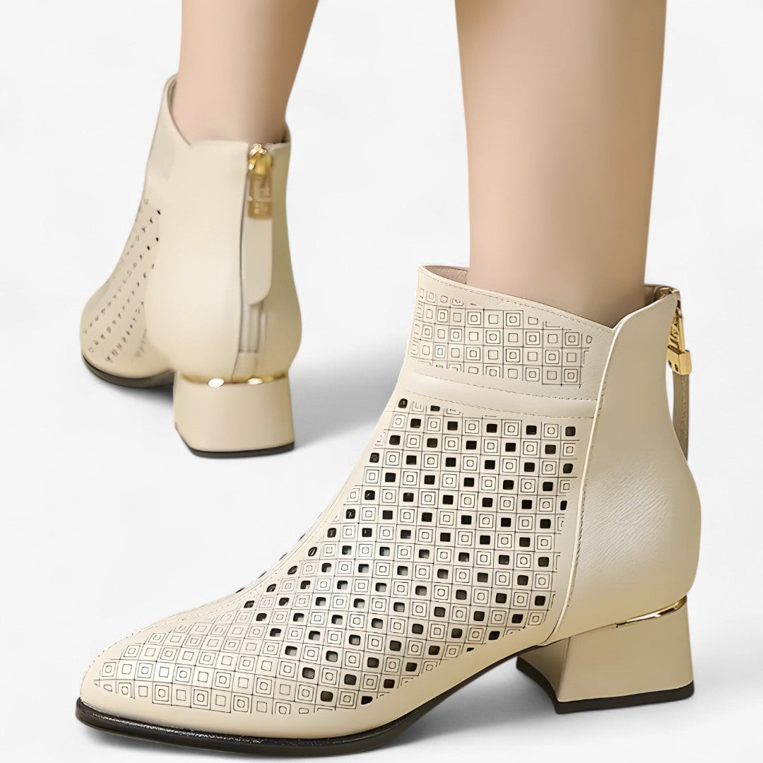 Stivaletti Donna Neri in Vera Pelle con Tacco Alto Eleganti, Punta Tonda - - donna estivi pelle punta schoenen shoes stivaletti stivaletti estivi tacco - Concept Palermo