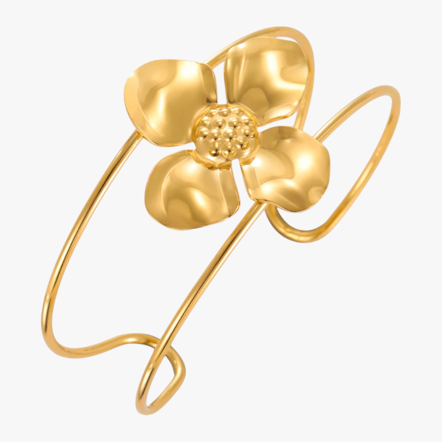 Bracciale rigido Flora Gold in acciaio inossidabile con fiore, impermeabile ed Donna - - acciaio bracciale bracciale rigido BRACELET BRACELET FOR WOMEN BRACELETS bracelets for women donna fiore flora impermeabile inossidabile - Concept Palermo