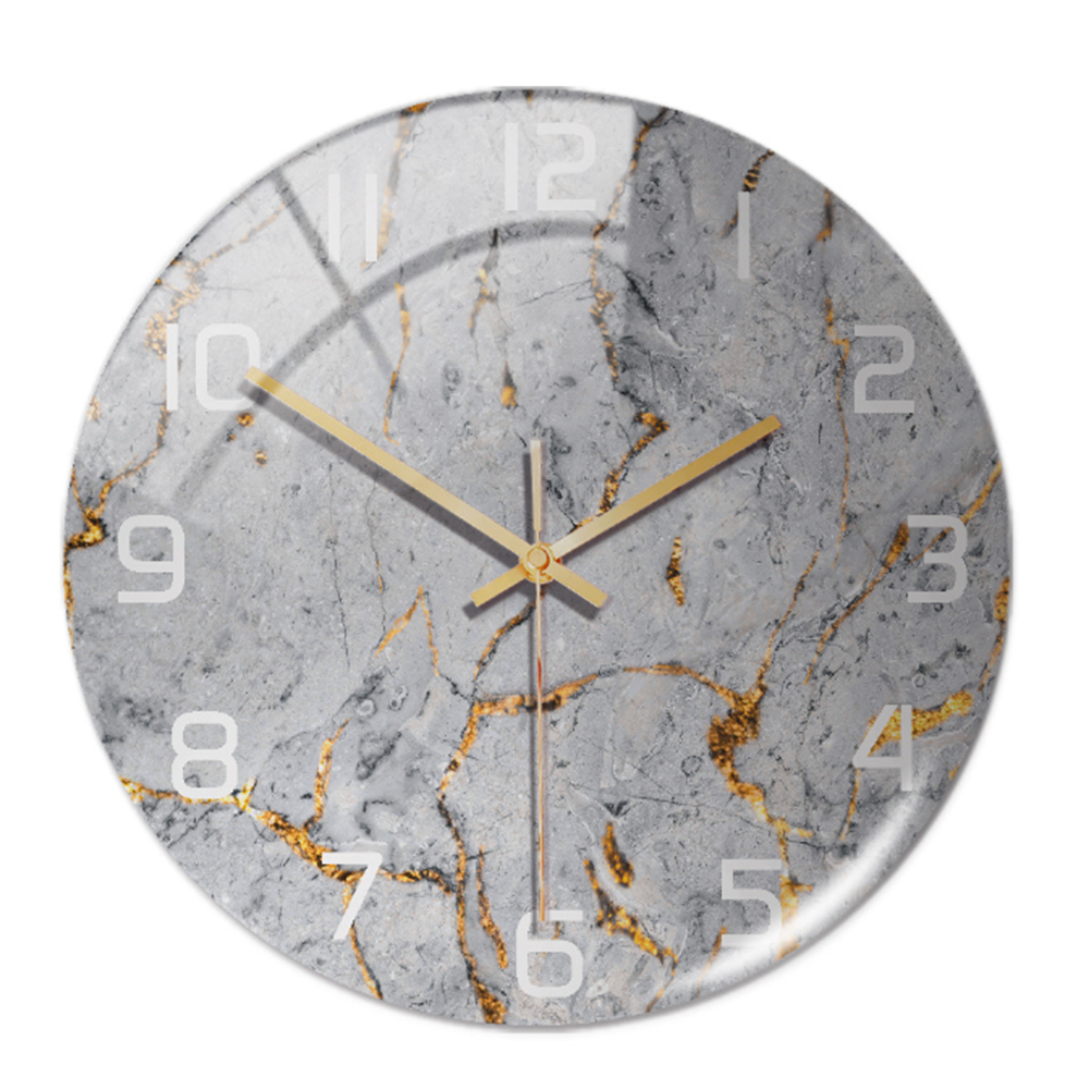 Orologio da Parete Silenzioso Ø30cm, Effetto Marmo Bianco Lusso Moderno per Soggiorno/Ufficio - Grigio chiaro - clocks marmo orologio orologio marmo tempo wall clocks - Concept Palermo