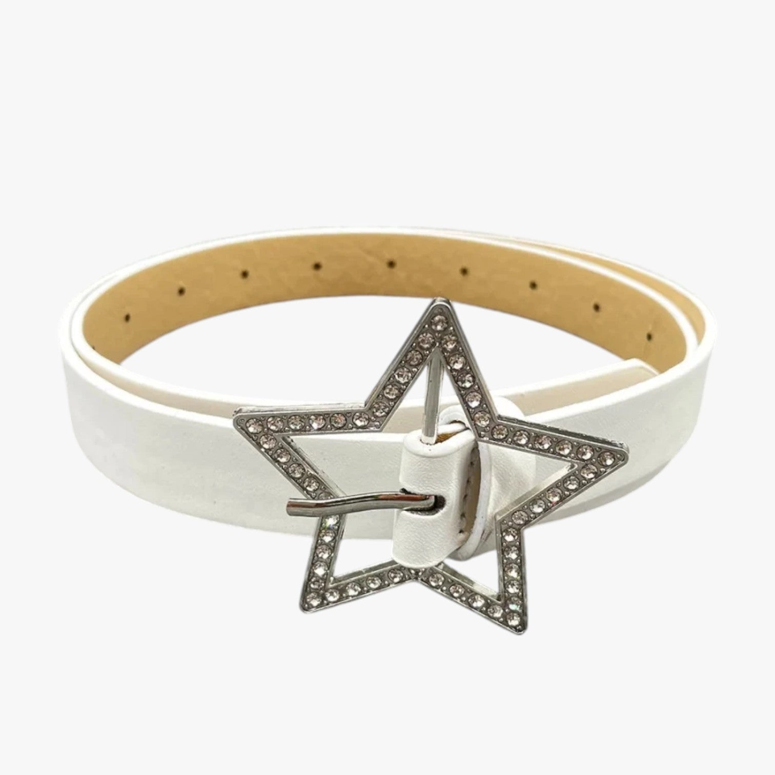 Cintura rosa in pelle con fibbia retrò e diamanti scintillanti - BIANCO - Belts cintura cintura pelle diamanti fibbia pelle retr scintillanti waist belt for women Womens belt - Concept Palermo