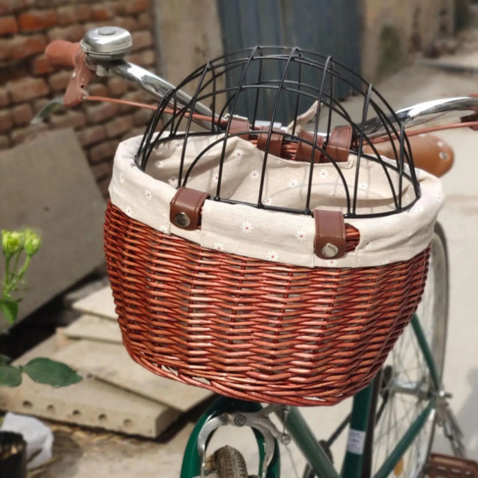 Cestino bici anteriore per cani piccoli, in vimini, con griglia di sicurezza - Marrone - anteriore basket for dogs bicicletta bike basket cani cestino cestino bicicletta parte pets & supplies sulla - Concept Palermo