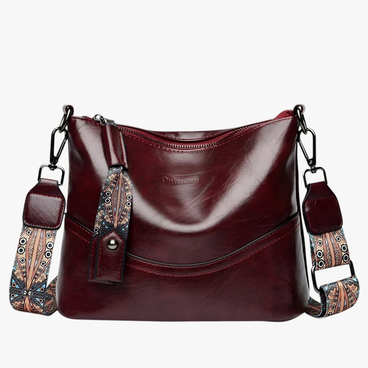 Borsa a Tracolla da Donna di Lusso Firmata in Pelle Nera Elegante - Borgogna - Bags borsa borsa tracolla donne firmata tracolla women bags Women's handbags - Concept Palermo