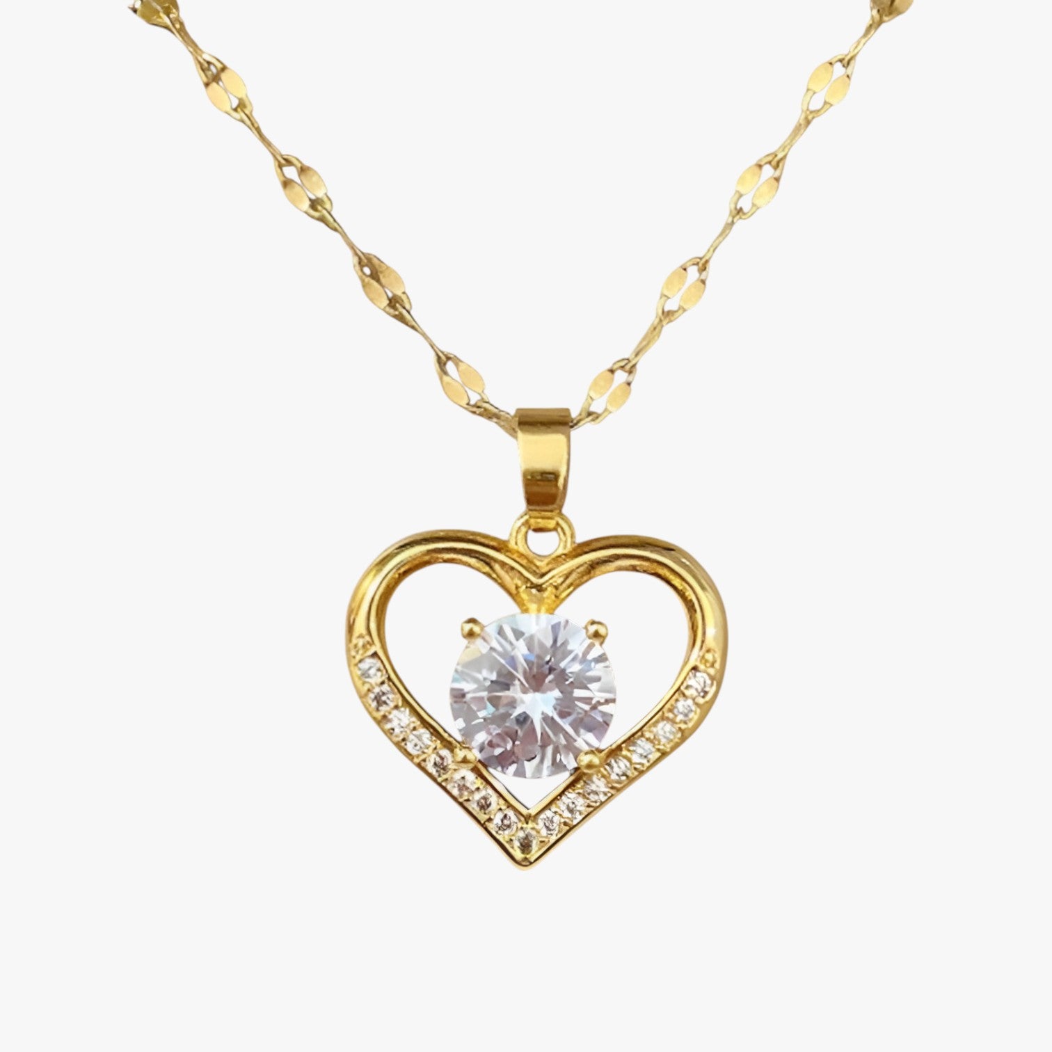 Collana Cuore con Gemme Eleganza Femminile e Comfort Dorato Silicone - oro CINA - collana collana cuore comfort cuore elegant womens necklaces eleganza femminile gemme jewelry necklace NECKLACES Necklaces for Women - Concept Palermo