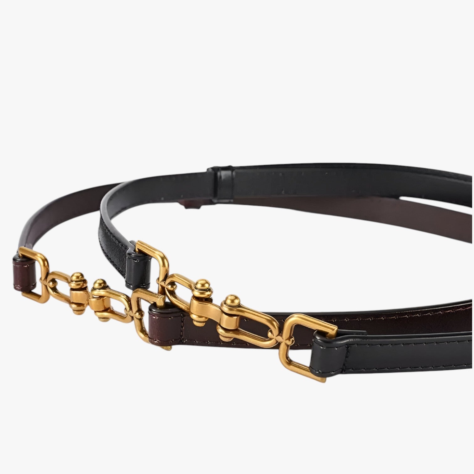 Cintura Sottile in Vera Pelle Nera da Donna Stile Coreano Elegante - - Belts cintura cintura sottile coreano pelle sottile stile waist belt for women Womens belt - Concept Palermo