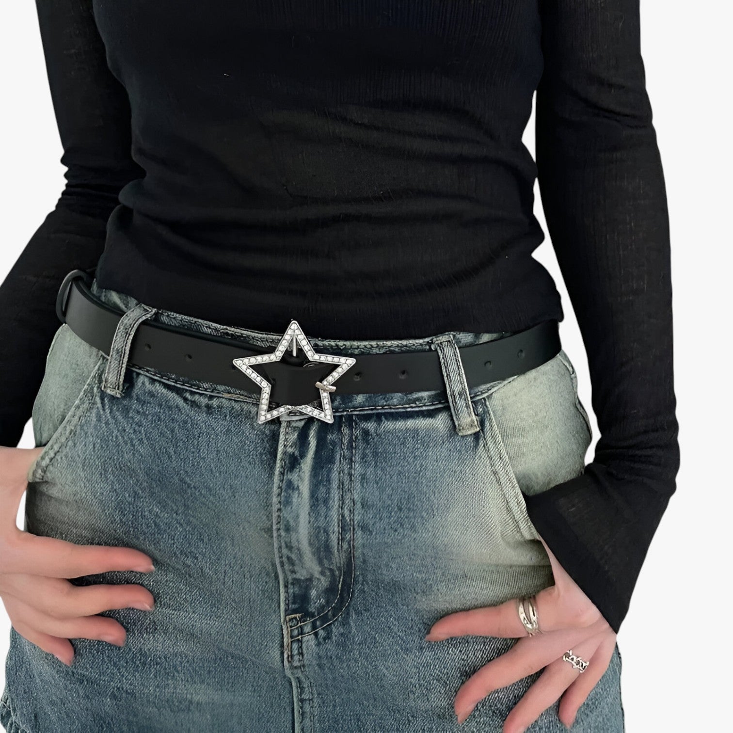 Cintura Y2K con strass per jeans - - belt Belts cintura cintura strass jeans strass waist belt for women Womens belt - Concept Palermo