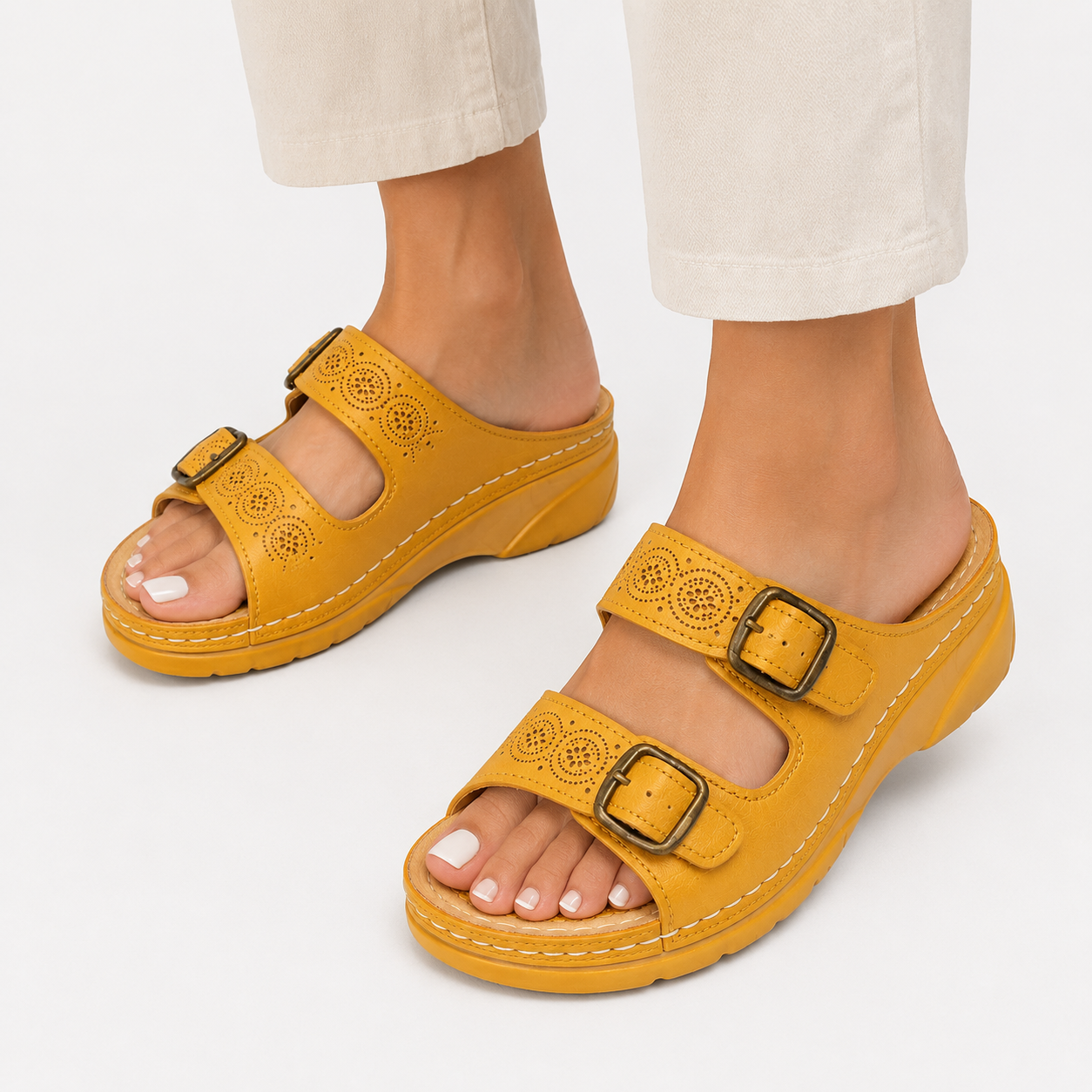 Sandali Donna con Doppia Fibbia Regolabile e Tomaia in PU - - attacchi comodità estiva New Arrivals ortopedici sandali sandali ortopedici Sandals Spring/Summer uomo Women Women shoes - Concept Palermo