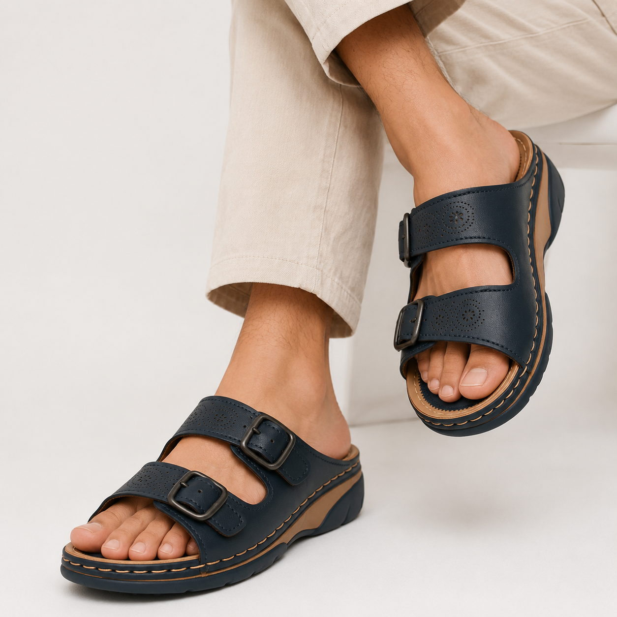 Sandali Donna con Doppia Fibbia Regolabile e Tomaia in PU - - attacchi comodità estiva New Arrivals ortopedici sandali sandali ortopedici Sandals Spring/Summer uomo Women Women shoes - Concept Palermo