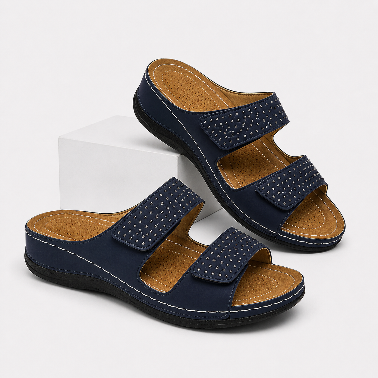 Sandalias con cuña – Comodidad y estilo combinados en piel para mujer