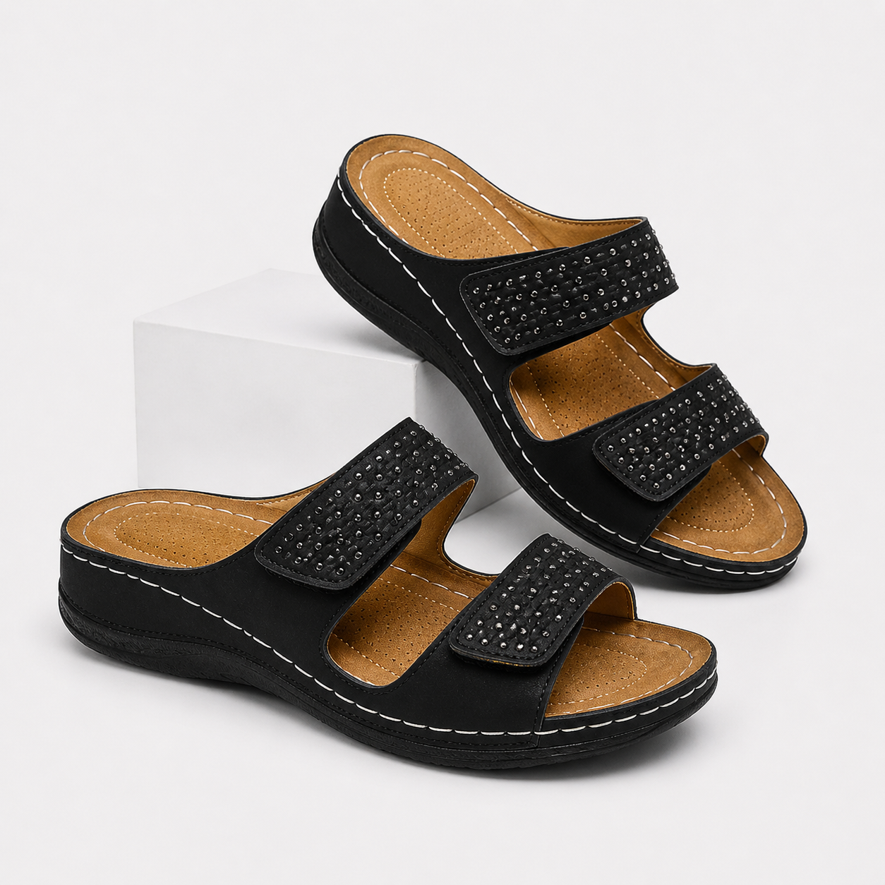 Sandalias con cuña – Comodidad y estilo combinados en piel para mujer
