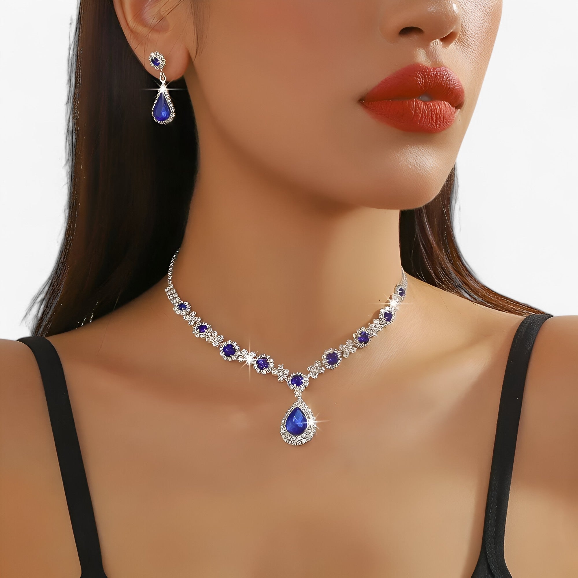 Set Gioielli Sposa Cristallo Goccia: Collana e Orecchini Eleganti Donna Argento 925 - - donna goccia jewelry lana necklaces Necklaces for Women nozze nozze pezzi orecchini pendente WOMEN - Concept Palermo