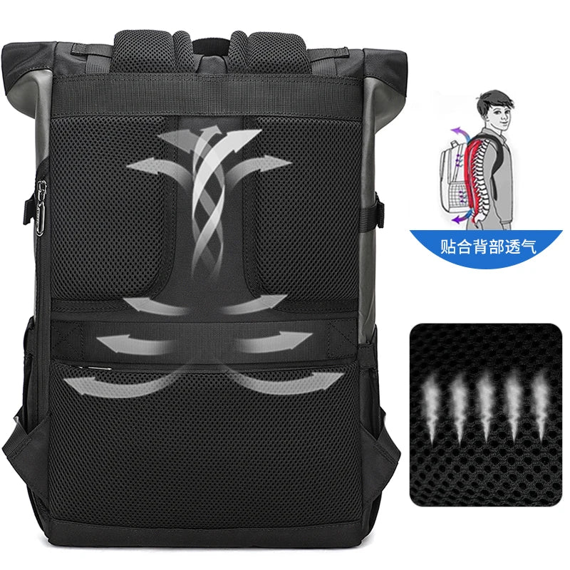 Men's Rolltop Backpack Yellow Travel Laptop Rucksack Waterproof Unisex Causal Daypack Mochila Bagpack for - - backpack bagpack causal daypack laptop Men mochila overig rolltop rolltop backpack Waterproof - Concept Palermo