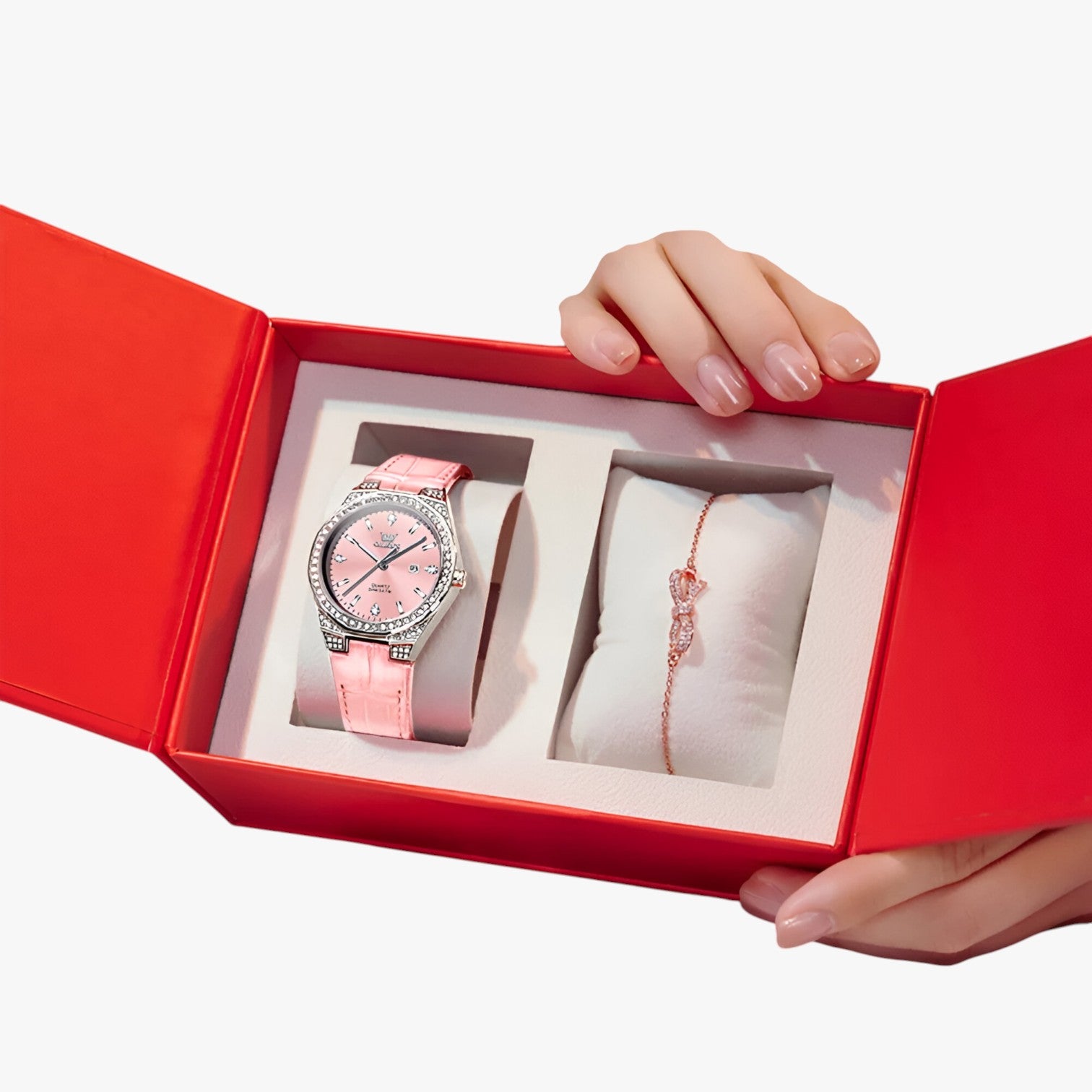 Orologio impermeabile con cinturino in pelle - Set Rosa - cinturino female watch impermeabile ladies watch orologio orologio impermeabile pelle watch watch for women watches - Concept Palermo