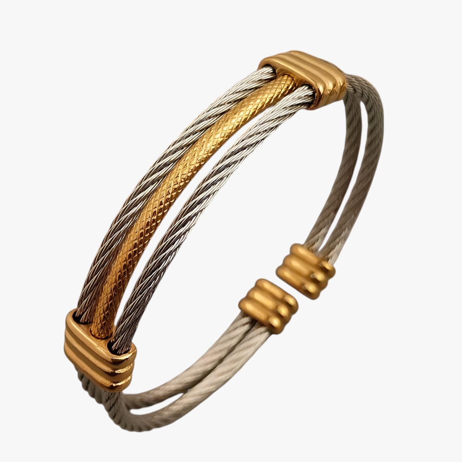 Bracciale con motivo a corda - Argento e Oro - bracciale bracciale motivo BRACELET FOR WOMEN BRACELETS bracelets for women corda jewelry motivo - Concept Palermo