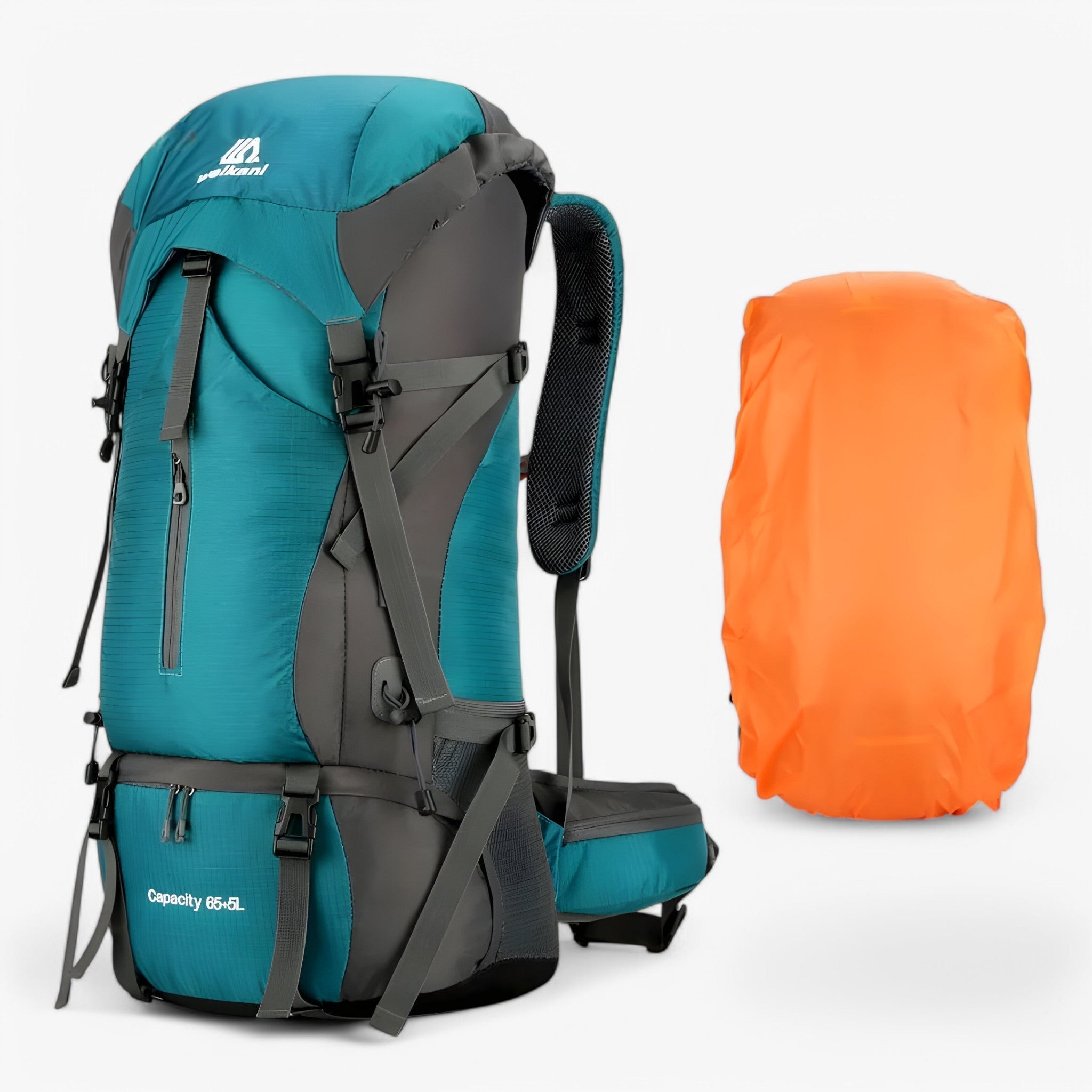 Zaino da campeggio in nylon da 70L con copertura antipioggia Uomo - 70L Blu Mare - 70L backpack antipioggia bags campeggio copertura hiking backpacks nylon travel backpacks uomo zaino zaino campeggio - Concept Palermo