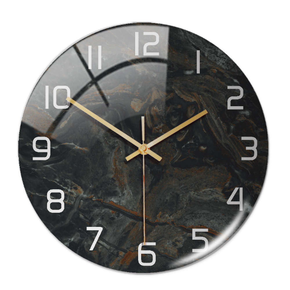 Orologio da Parete Silenzioso Ø30cm, Effetto Marmo Bianco Lusso Moderno per Soggiorno/Ufficio - Nero - clocks marmo orologio orologio marmo tempo wall clocks - Concept Palermo