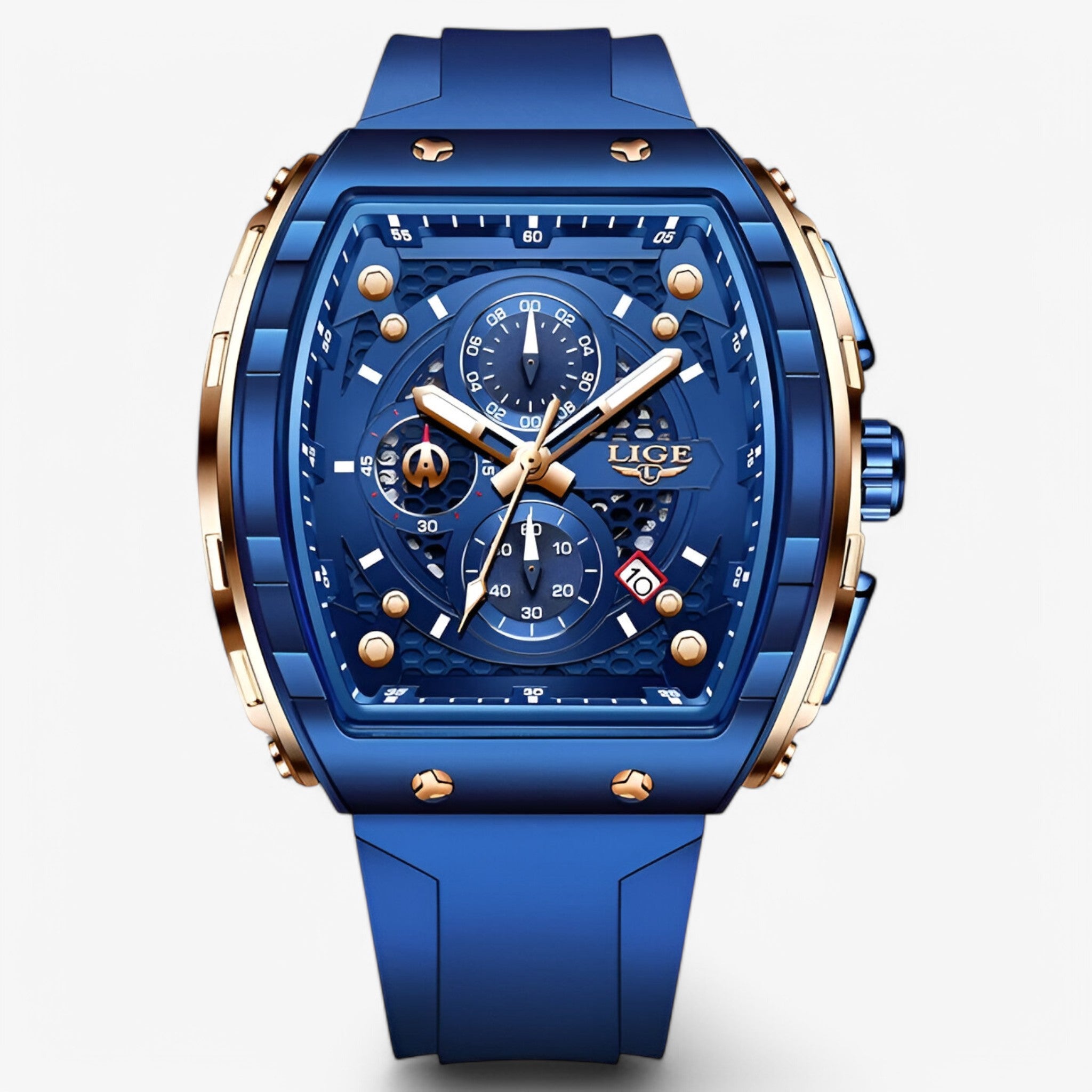 Orologio Sportivo Uomo Lusso in Silicone Nero con Cronografo - Blu oro rosa s - accessoires horloges orologio orologio sportivo silicone sport sportivo uomo watches - Concept Palermo