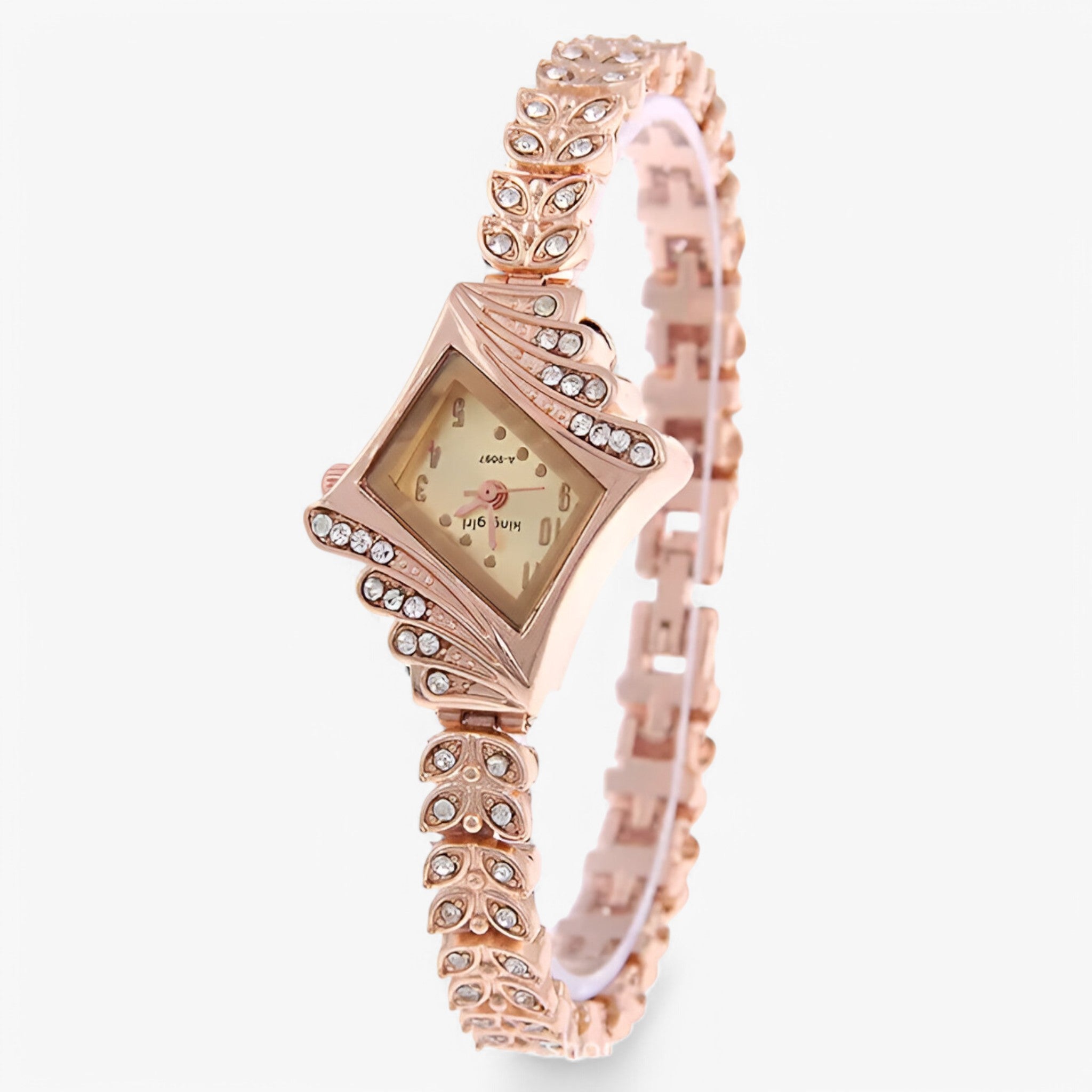 Orologio da donna al quarzo con cristalli e braccialetto a rombo - oro rosa - braccialetto cristalli donna female watch orologio orologio donna quarzo rombo watch for women watches - Concept Palermo