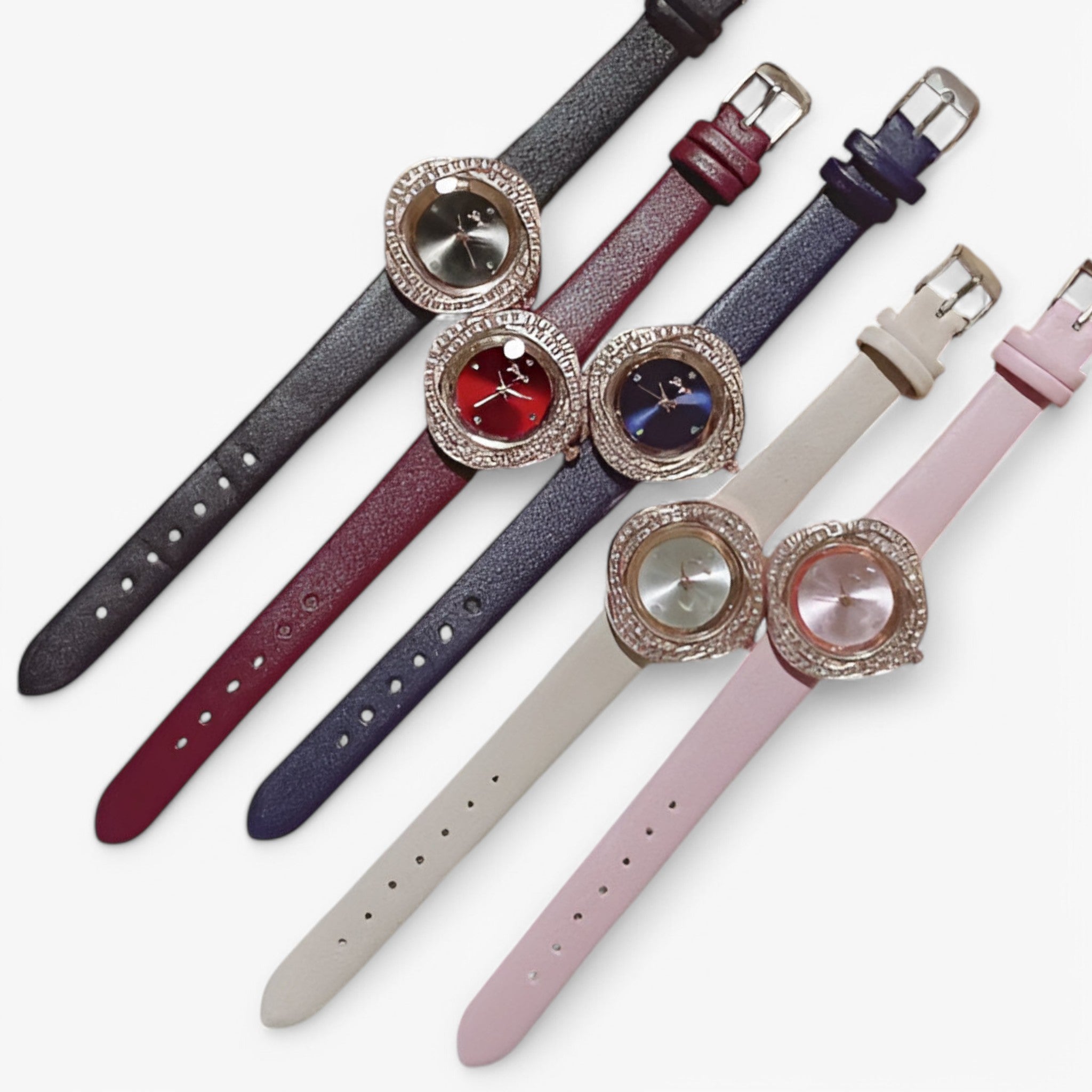 Orologio da donna in pelle con quadrante a strass irregolari - - donna female watch irregolari orologio orologio donna pelle quadrante strass watch for women watches - Concept Palermo