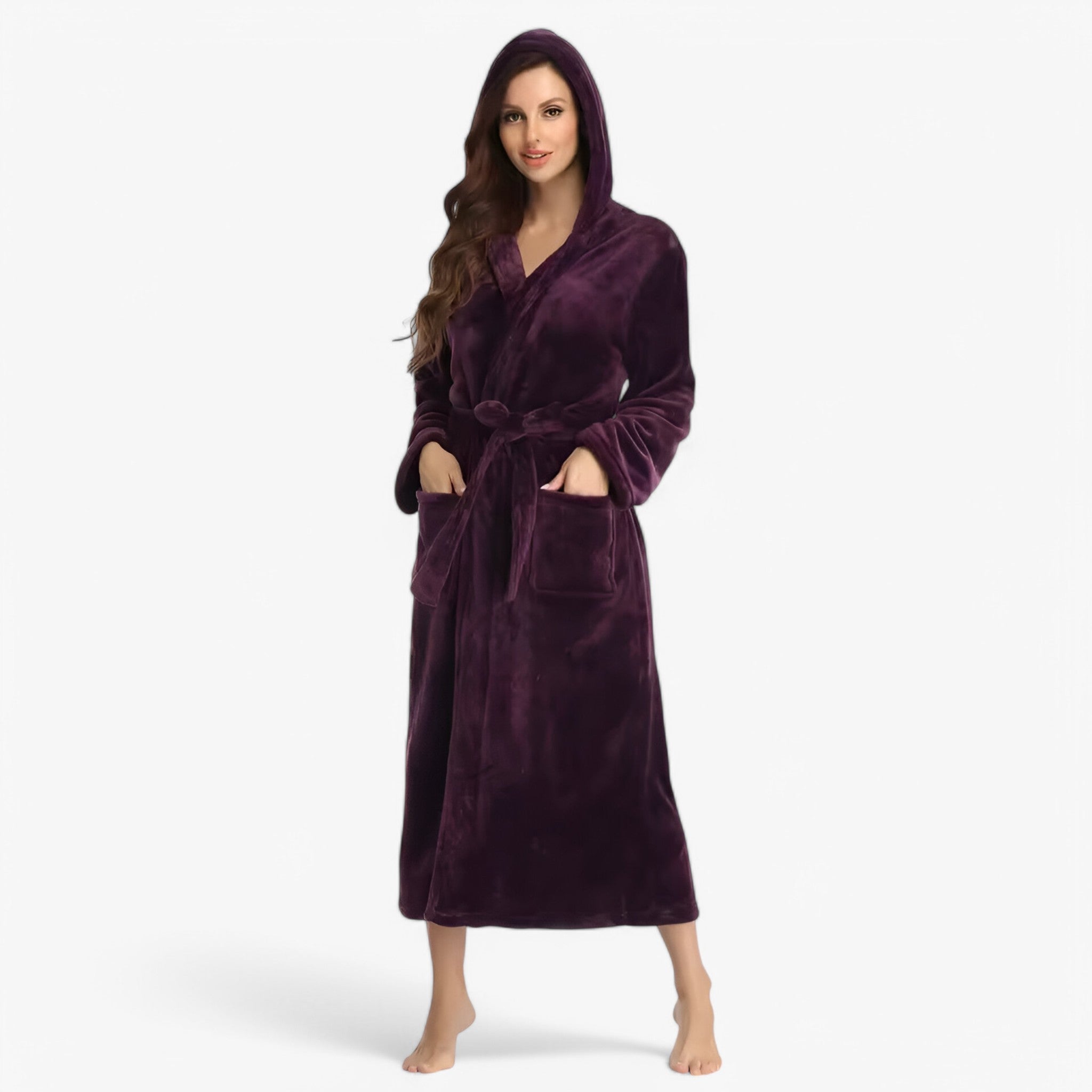 Accappatoio in Fleece Morbido e Caldo Donna - Viola scuro - accappatoio accappatoio fleece amalie | accappatoio in fleece morbido e caldo - € caldo donna fleece - Concept Palermo