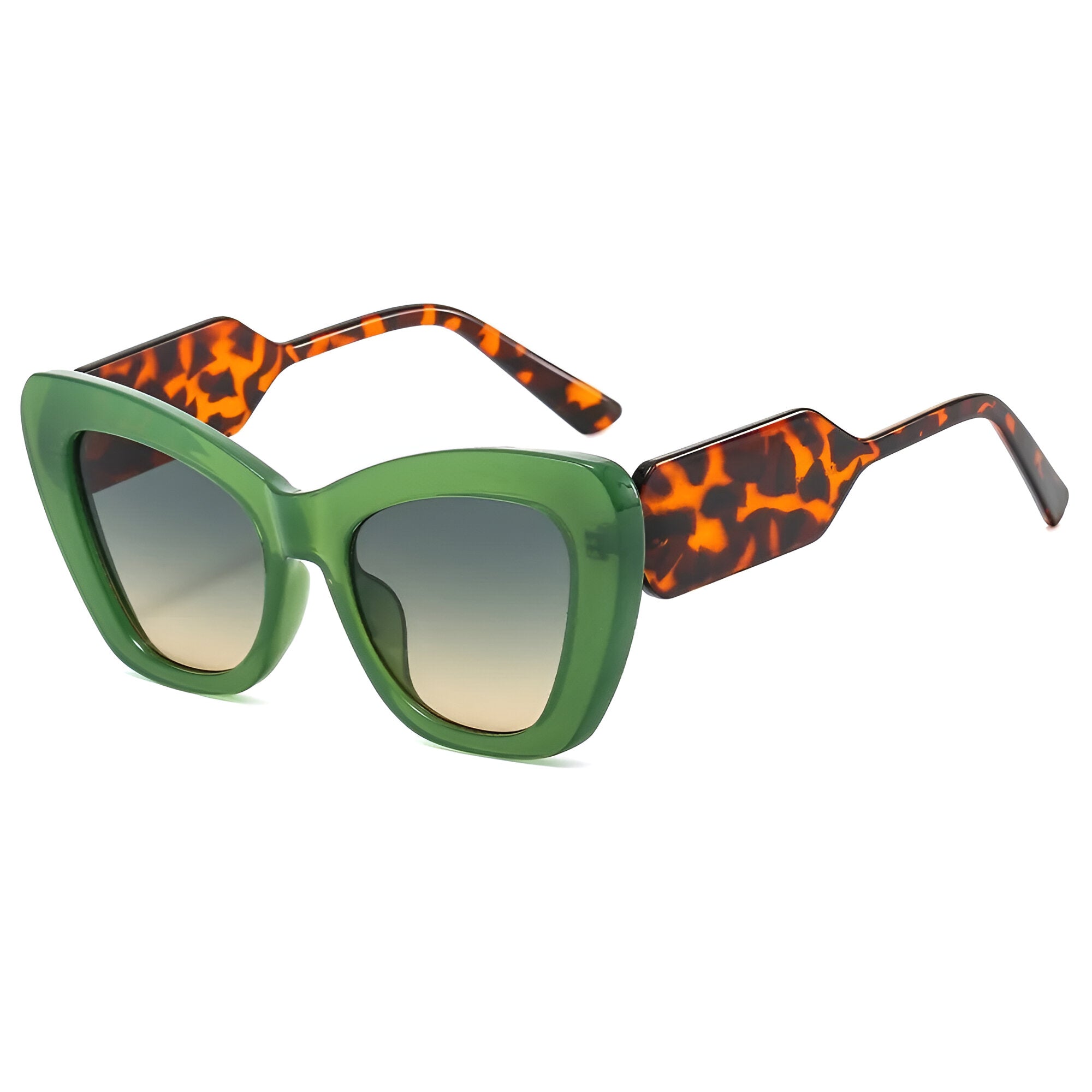 Occhiali da sole oversize a forma di occhio di gatto con protezione UV400 - verde verde giallo come immagine - Cat Eye Sunglasses cateye sunglasses Fashion Sunglasses forma gatto occhiali occhiali sole occhio oversize polarized sunglasses women protezione sole Sunglasses womens sun glasses - Concept Palermo