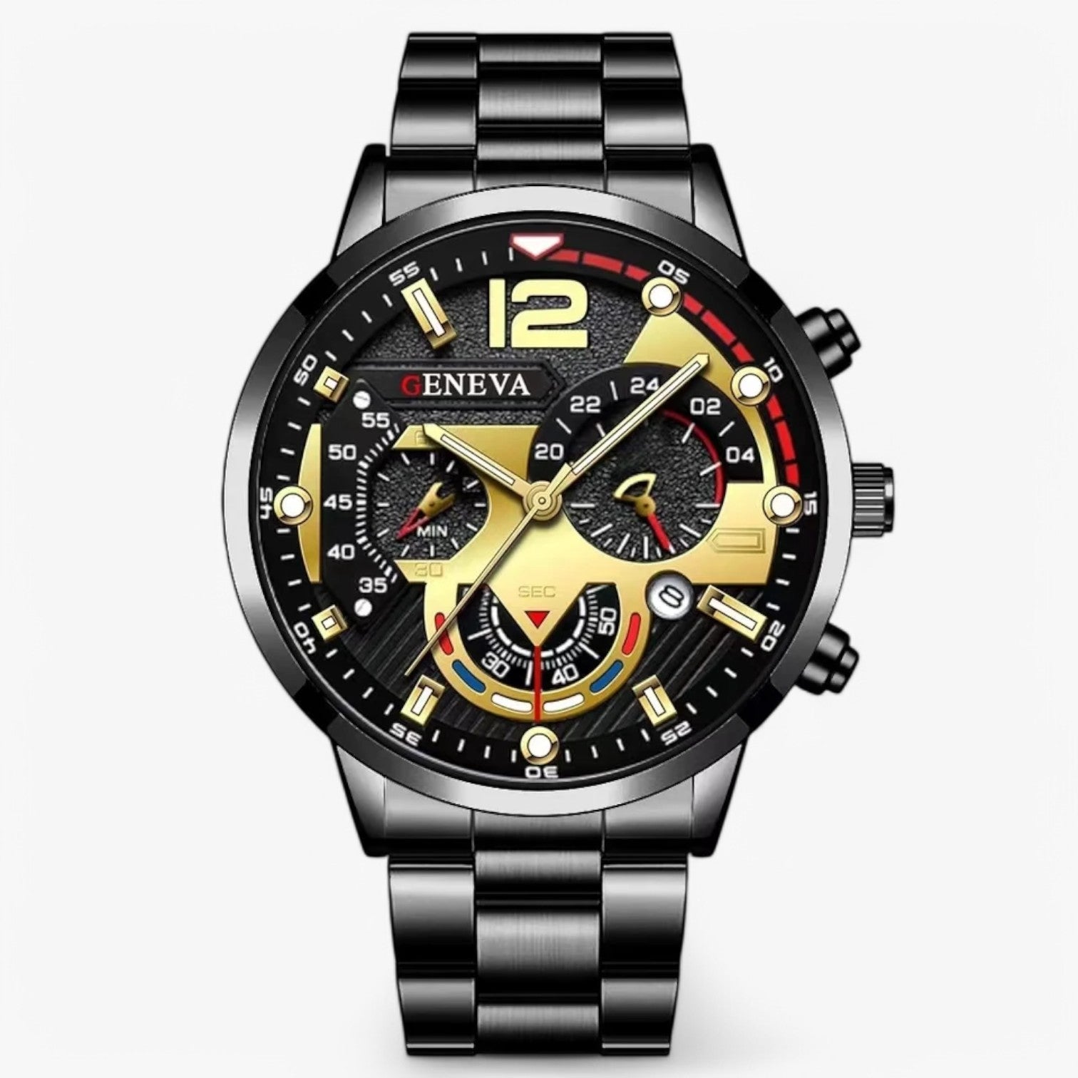 Orologio da Uomo in Acciaio Inossidabile di Lusso - Nero - acciaio inossidabile mens accessory orologio orologio uomo uomo watch watch for men watches - Concept Palermo