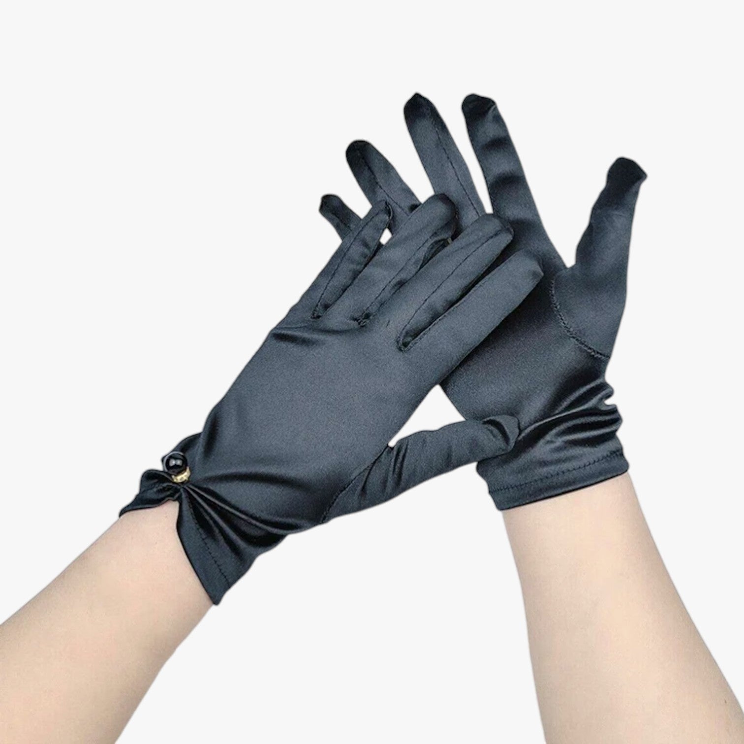 Guanti in Satin con Perle per Cerimonie e Occasioni Speciali Uomo - Nero - cerimonie gloves guanti guanti satin leila | guanti eleganti in satin con perle perfetti per cerimonie e occasioni speciali - €25 occasioni perle satin speciali - Concept Palermo