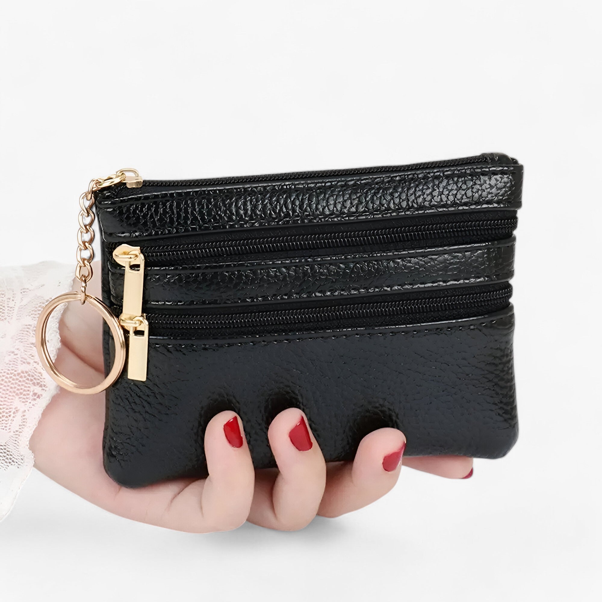 Portafoglio Donna 3 Zip – Stile e Praticità - nero - donna portafoglio portafoglio donna praticità stile wallet wallets womens wallet - Concept Palermo